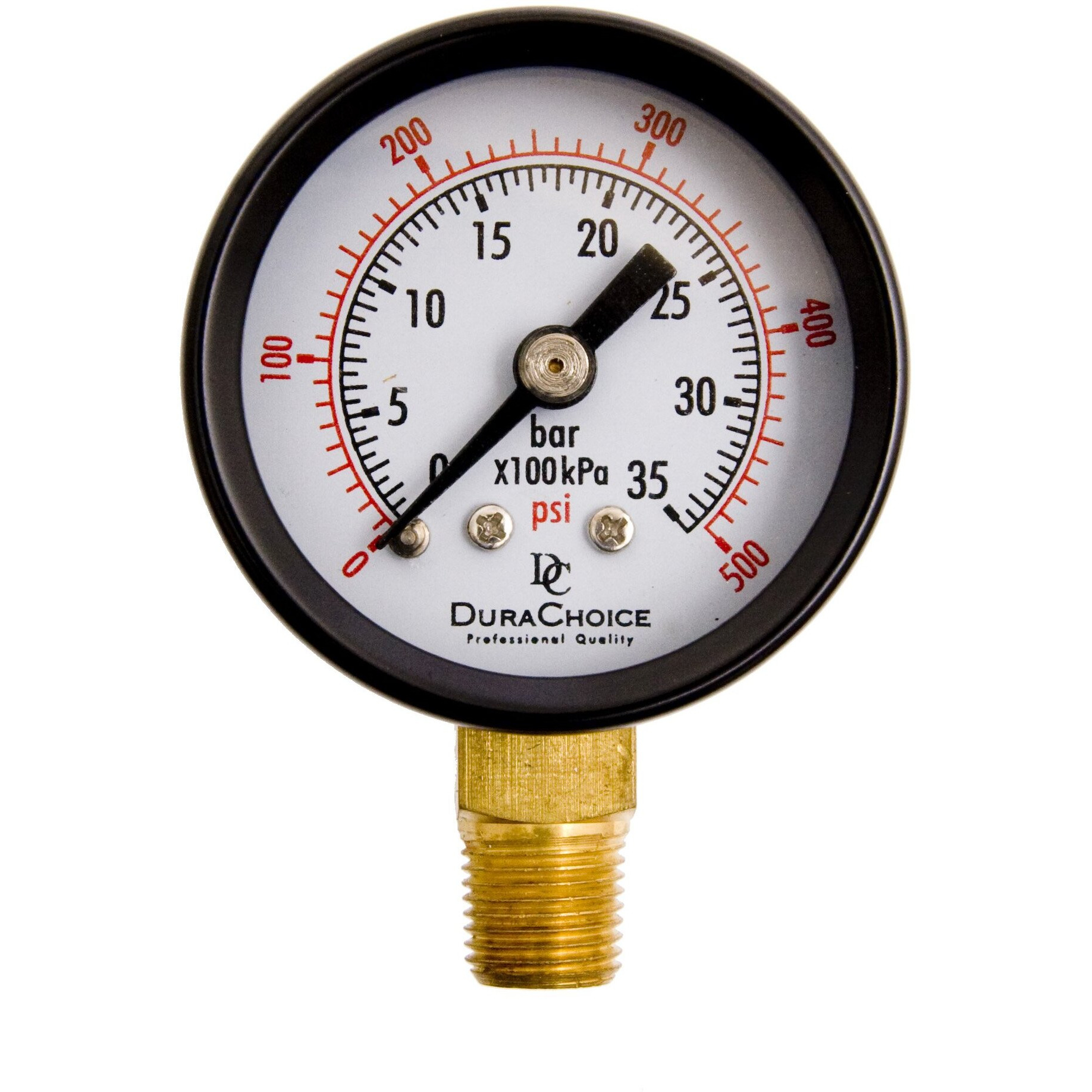 1-1/2"" Utility Pressure Gauge  Wog  Black Steel  1/8"" Npt  Lower Mount  0-500 Psi