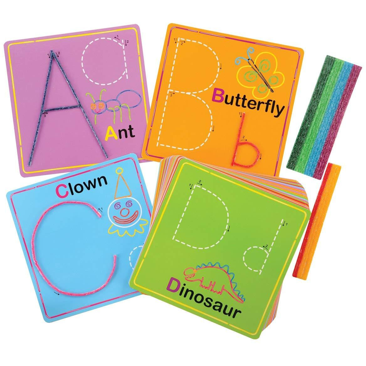 Wikki Stix Alphabet With Upper & Lowercase And Numbers & Counting Cards - 53 Pieces