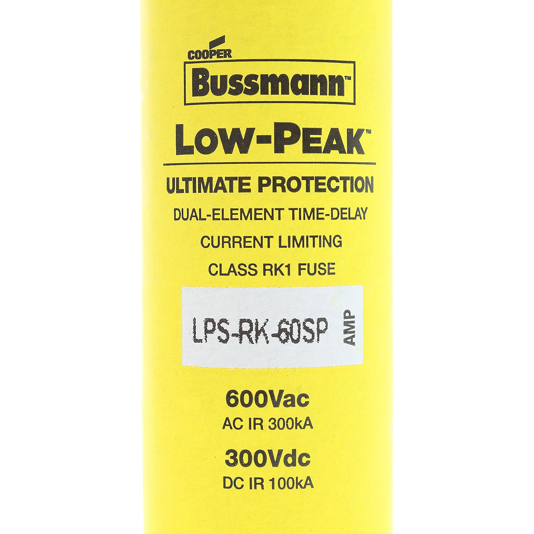 Lps-Rk-60Sp Cooper Bussmann Fuse  60 Amp  Dual-Element  Low-Peak  Time-Delay  Current Limiting  Class Rk1  60A 600V  300K Ir Buss Lps-Rk60