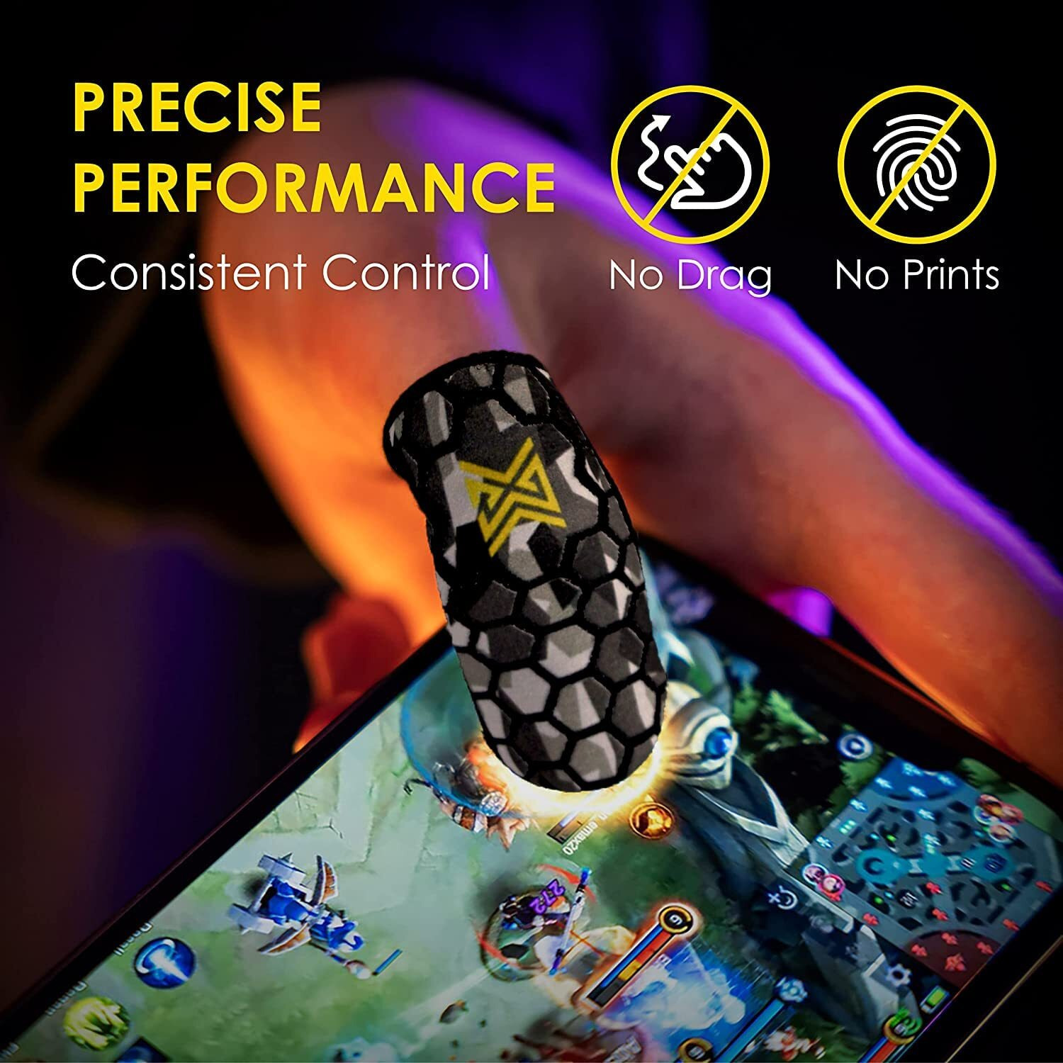 Mobilegamingcorps Mgc Clawsocks Geo Camo  6 Pack Carbon Fiber  Gamer Finger & Thumb Sleeves  Protector/Stabilizer/Compression Support  Breathable. Combats Sweat & Oil For Improved Game Play.