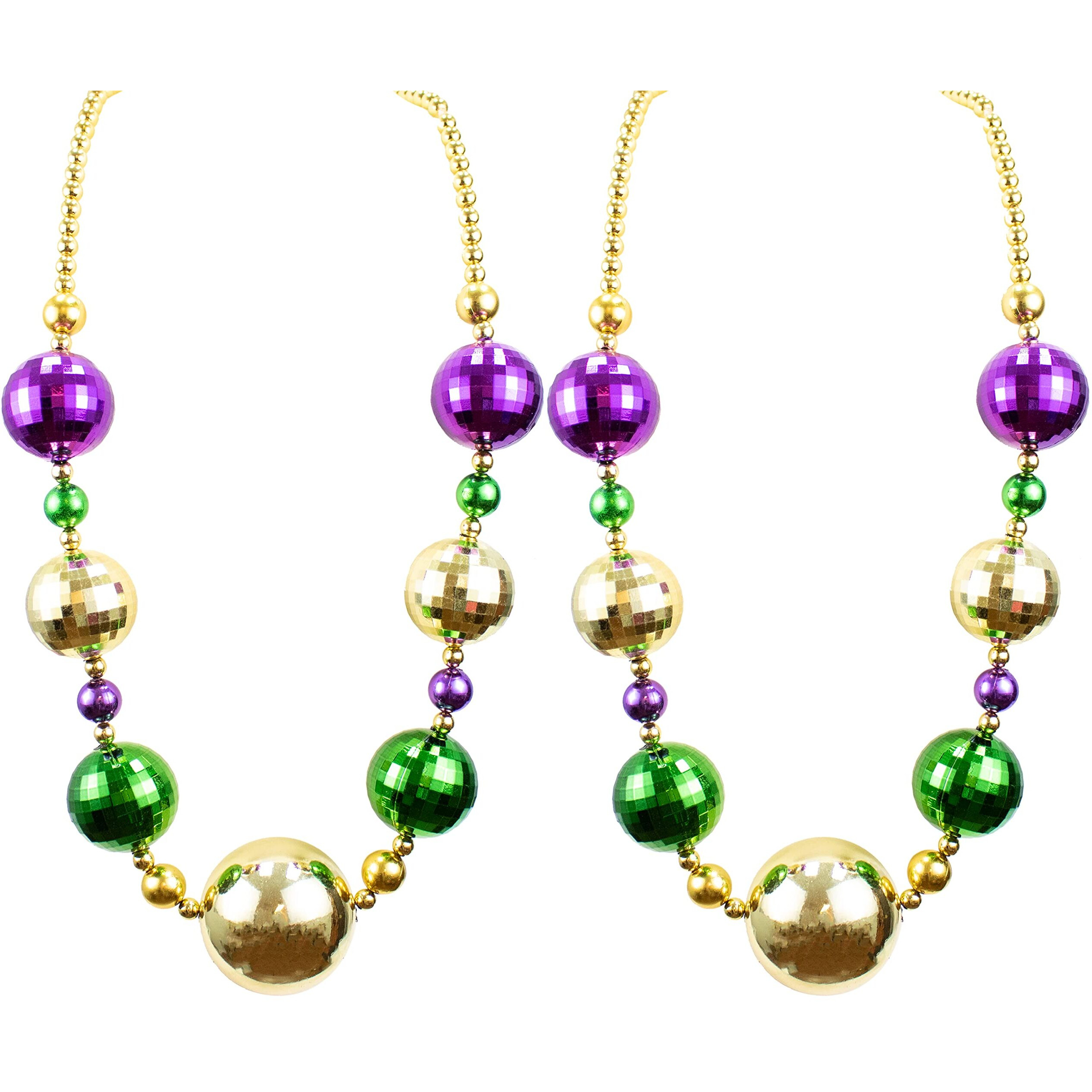 Giftexpress 2Pc 44 Inch Mardi Gras Jumbo Bead Necklace For Party Favors  Mardi Gras Festival  Mardi Gras Parades