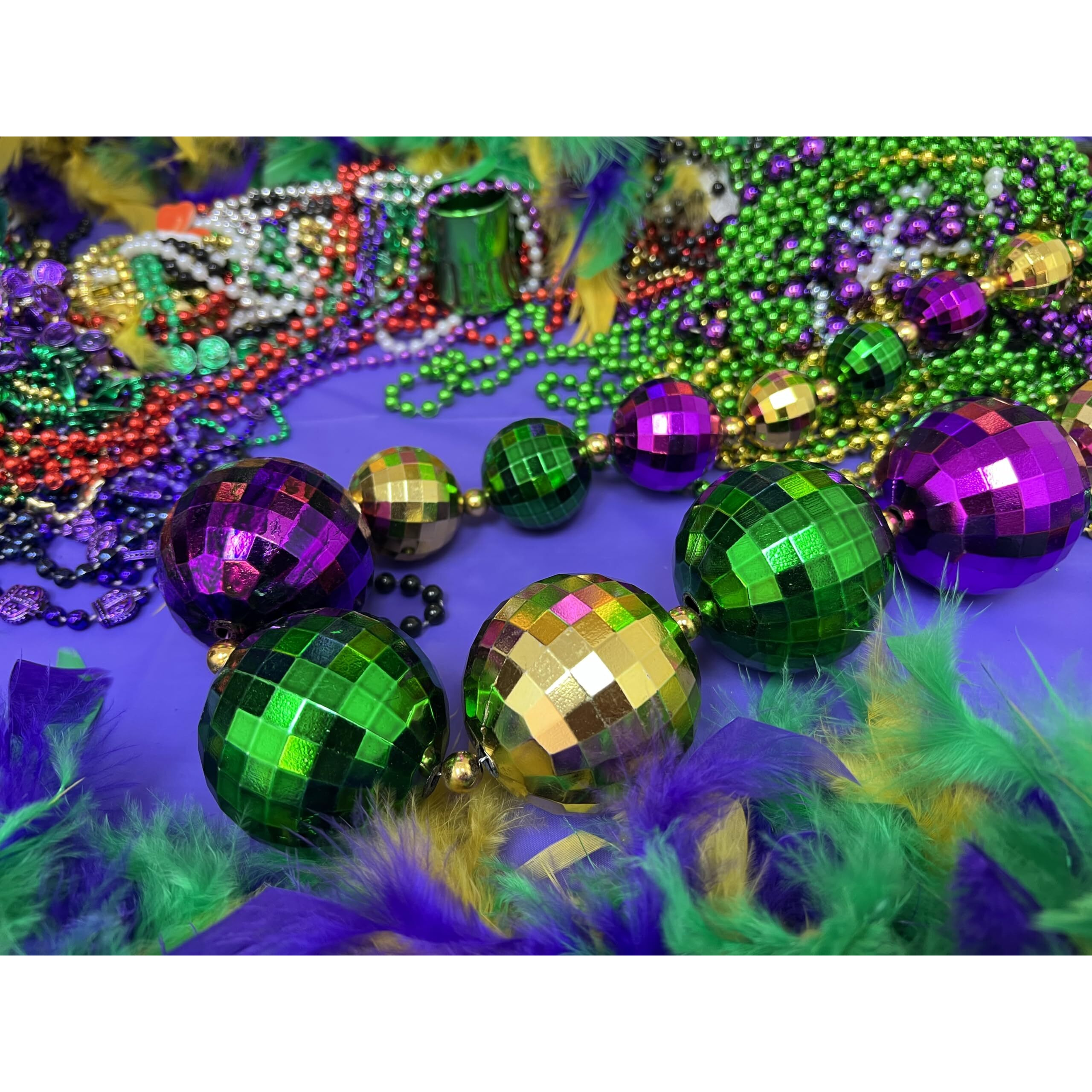 Giftexpress 2Pc 44 Inch Mardi Gras Jumbo Bead Necklace For Party Favors  Mardi Gras Festival  Mardi Gras Parades