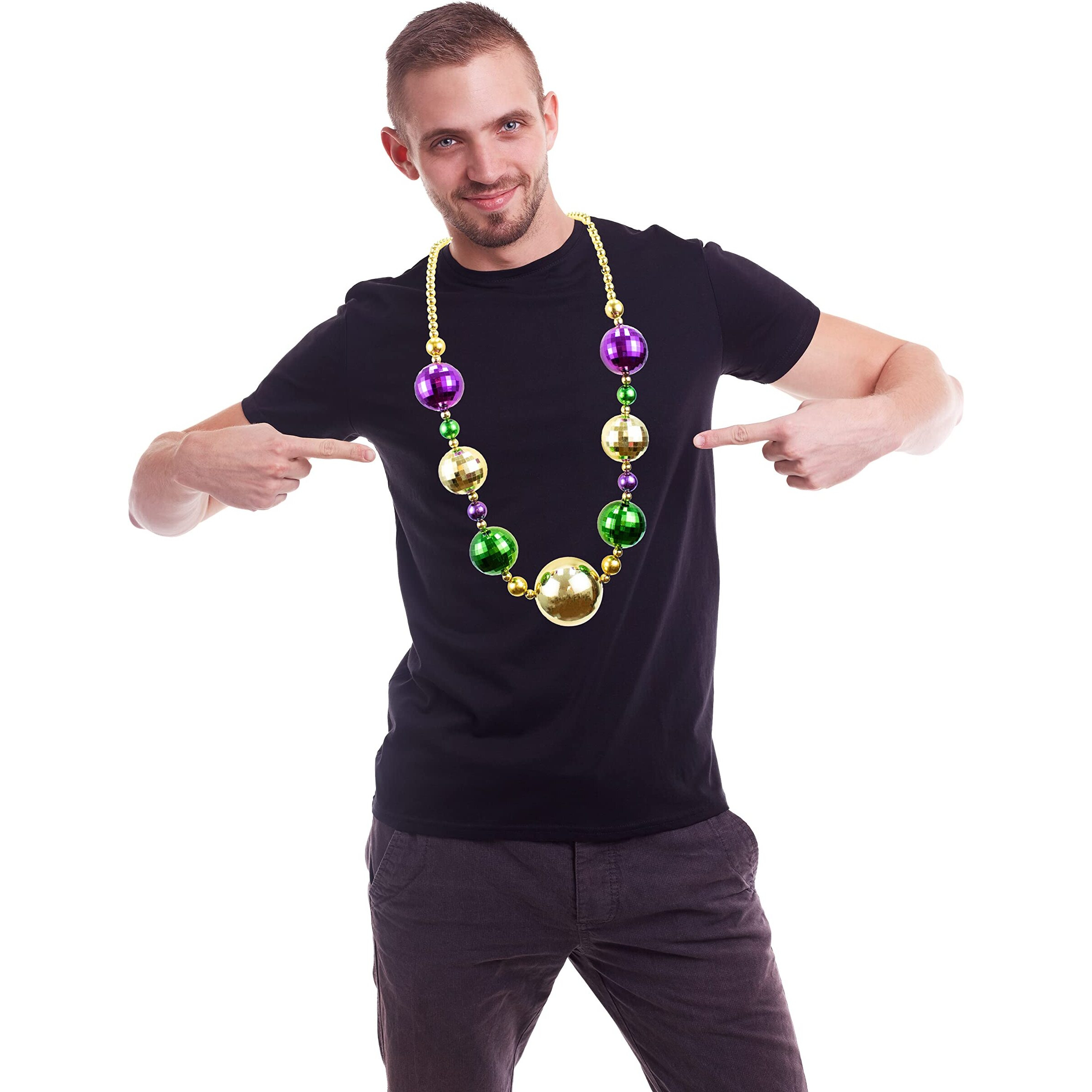 Giftexpress 2Pc 44 Inch Mardi Gras Jumbo Bead Necklace For Party Favors  Mardi Gras Festival  Mardi Gras Parades
