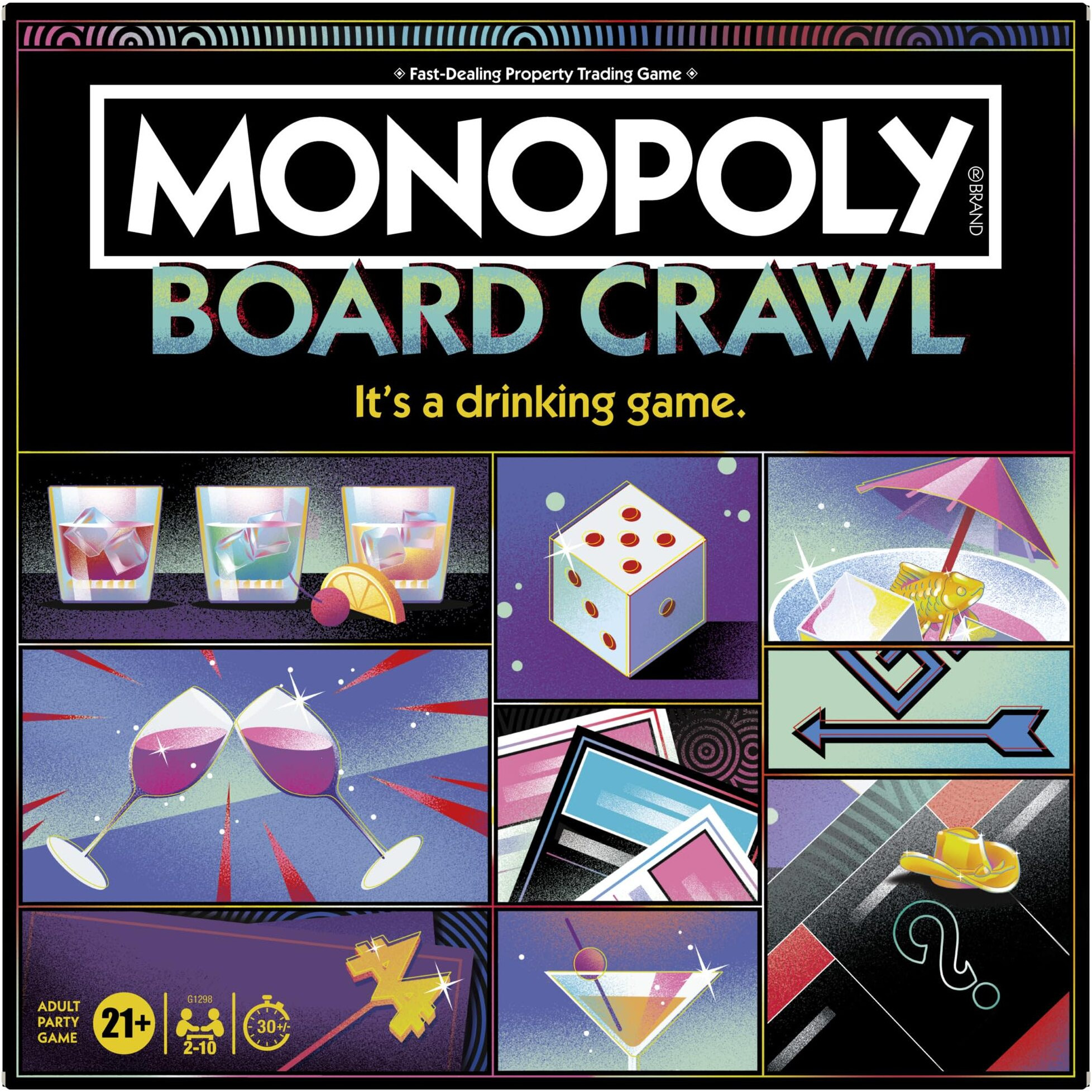 Monopoly Board Crawl Game | Official Monopoly Drinking Game For Adults Only | Ages 21+ | For 2-10 Players | 30 Mins. | Hilarious Adult Party Games