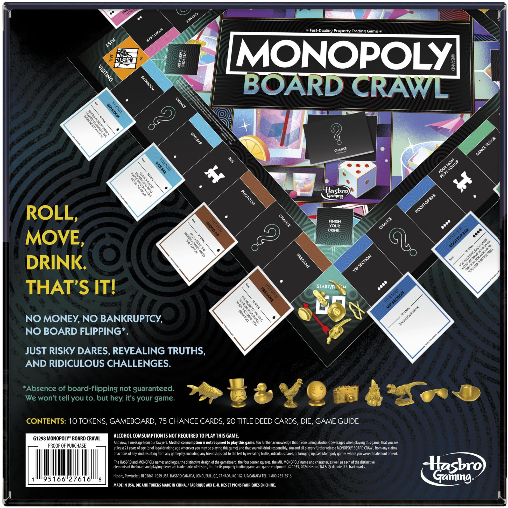 Monopoly Board Crawl Game | Official Monopoly Drinking Game For Adults Only | Ages 21+ | For 2-10 Players | 30 Mins. | Hilarious Adult Party Games