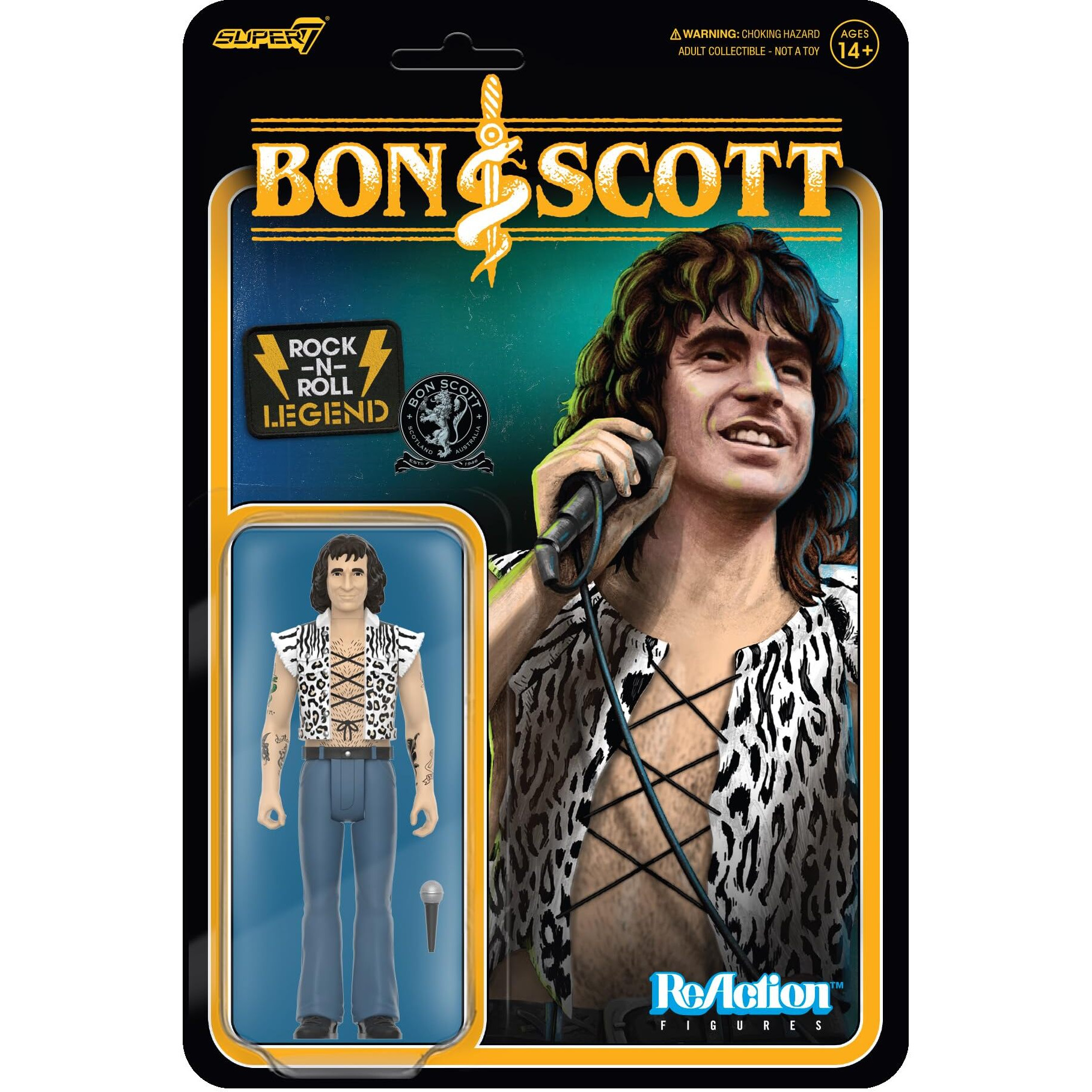 Super7 Bon Scott Reaction Figures Wave 02 - Bon Scott (Leopard Print) Action Figure