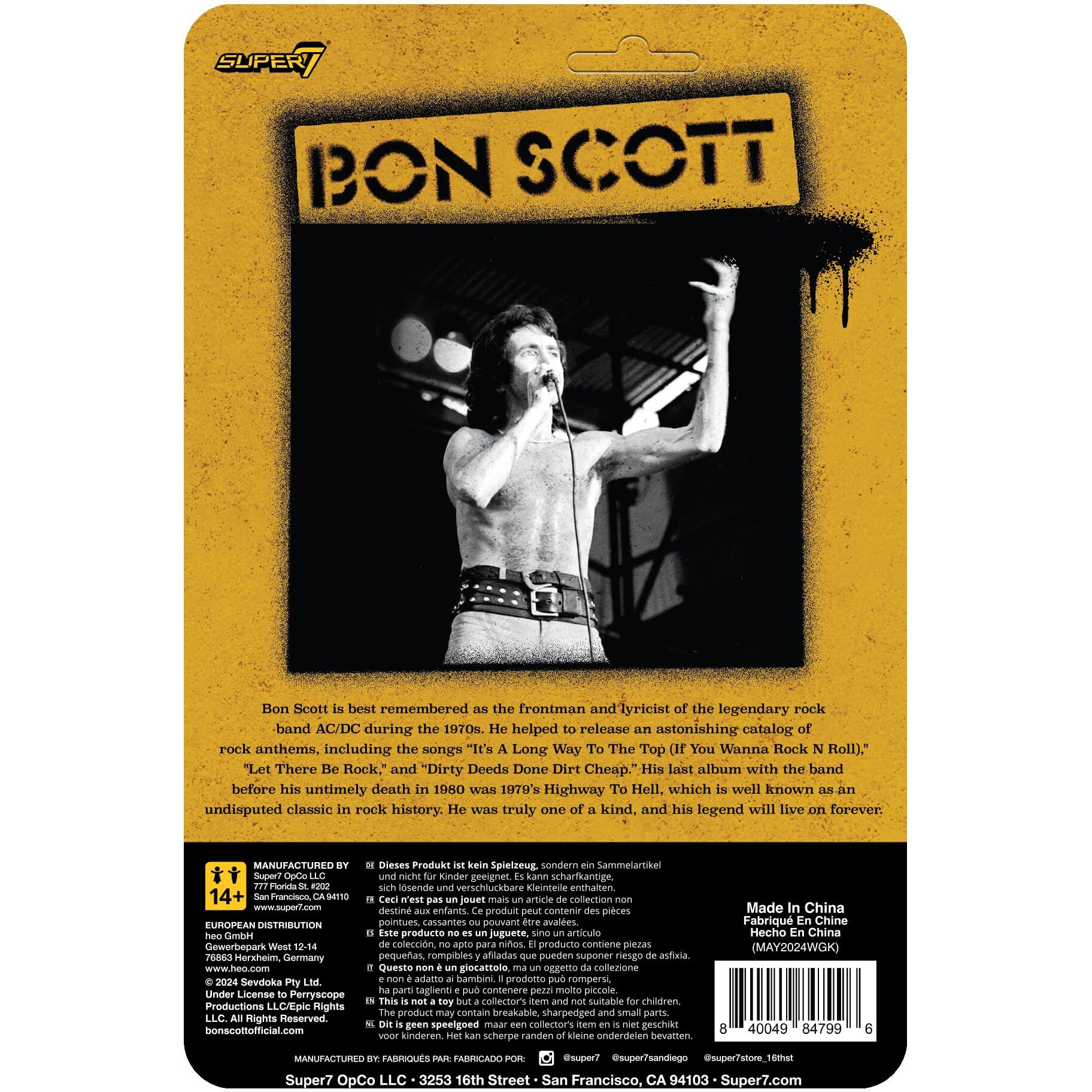 Super7 Bon Scott Reaction Figures Wave 02 - Bon Scott (Leopard Print) Action Figure