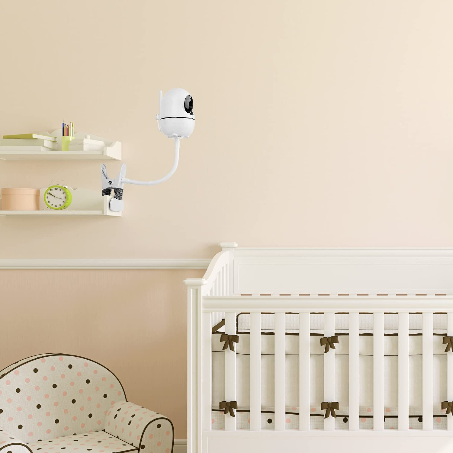 Flexible Baby Monitor Mount Compatible With Hellobaby Hb65/Hb6550/Hb6558/Hb66/Hb248 Anmeate Sm935E/Sm650 Baby Monitor Baby Camera Mount Baby Monitor Clip Mount Without Tools Or Wall Damage