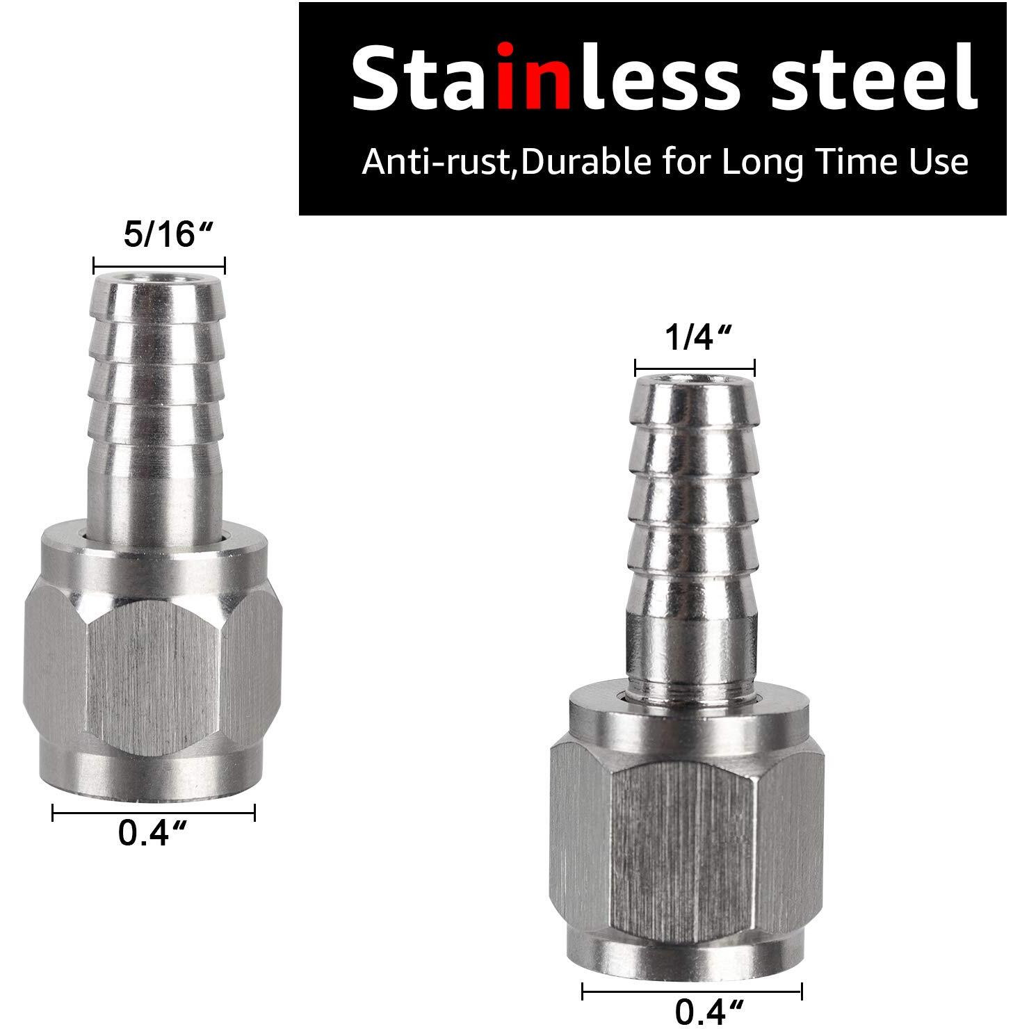 2 PairsMrbrew Homebrew Hose Swivel Nut Barb  1/4'' Barb & 5/16'' Barb  Stainless Steel Mfl Quick Disconnects Fittings For Brewing Keg System