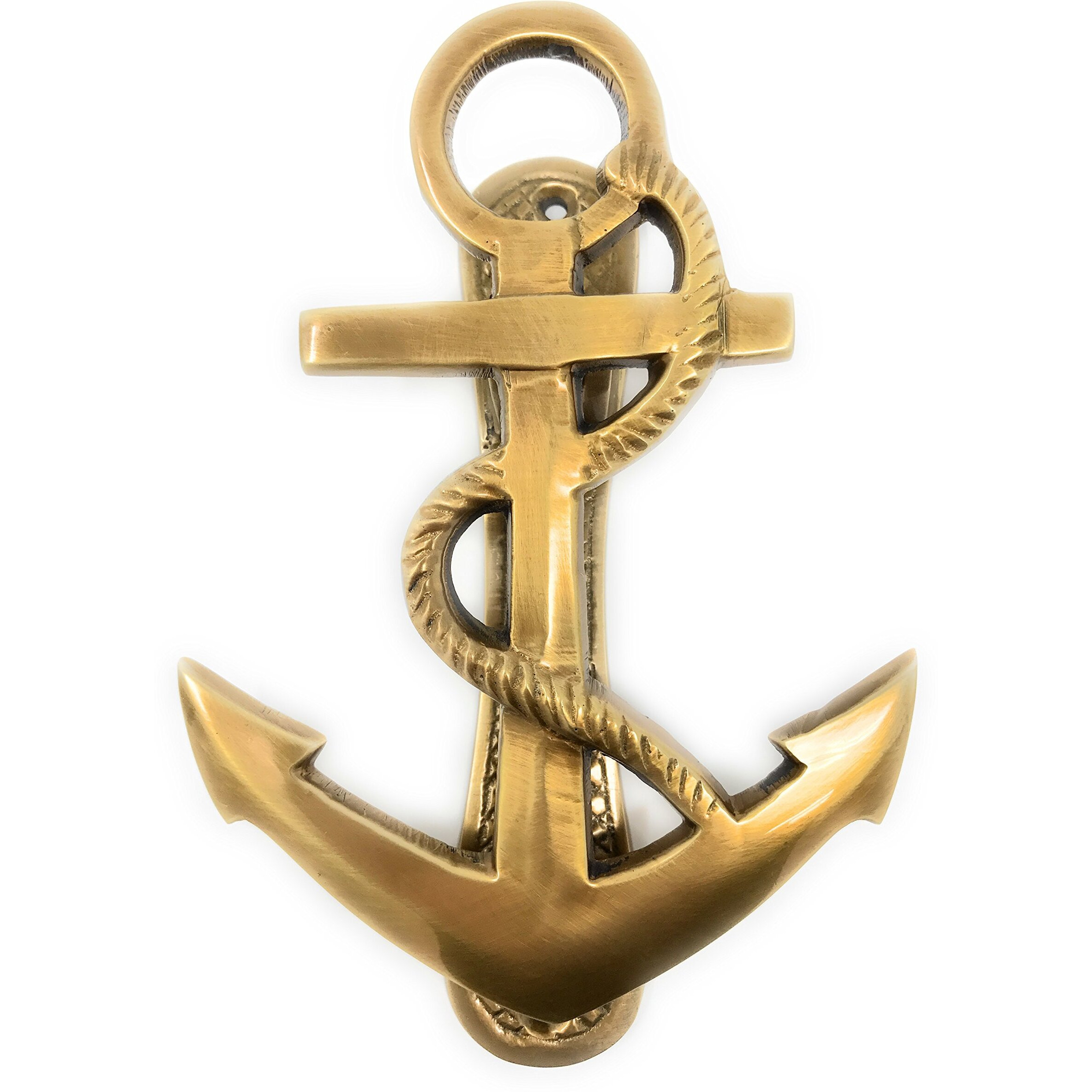 Madison Bay Company Nautical Ship's Anchor Antiqued Brass Door Knocker  6.25 Inches Tall