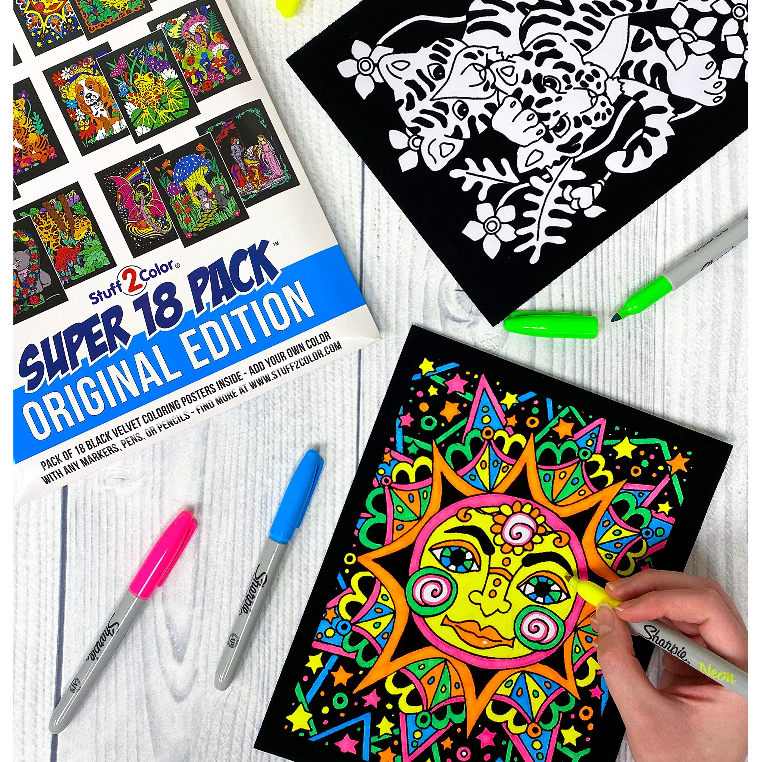 Colossal Pack Of 54 Fuzzy Velvet Coloring Posters (All Unique Designs) - Bulk Crafts And Coloring Activity For All Ages - Great For Group Projects  Assisted Living  Classrooms  And Rehab Centers