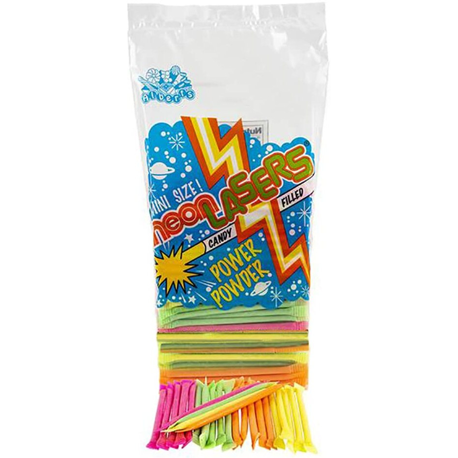 Neon Laser Straws  Straws Filled With Candy Powder  Bulk Candy Party Favor (120-Pack)