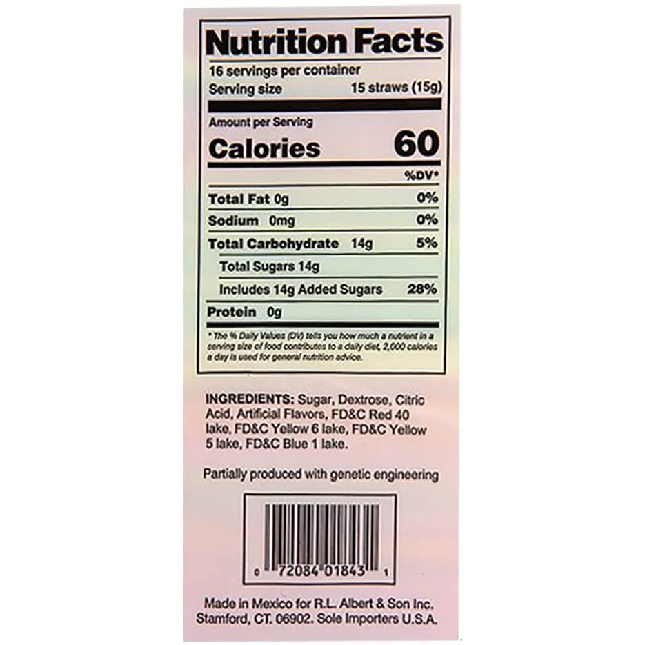 Neon Laser Straws  Straws Filled With Candy Powder  Bulk Candy Party Favor (120-Pack)