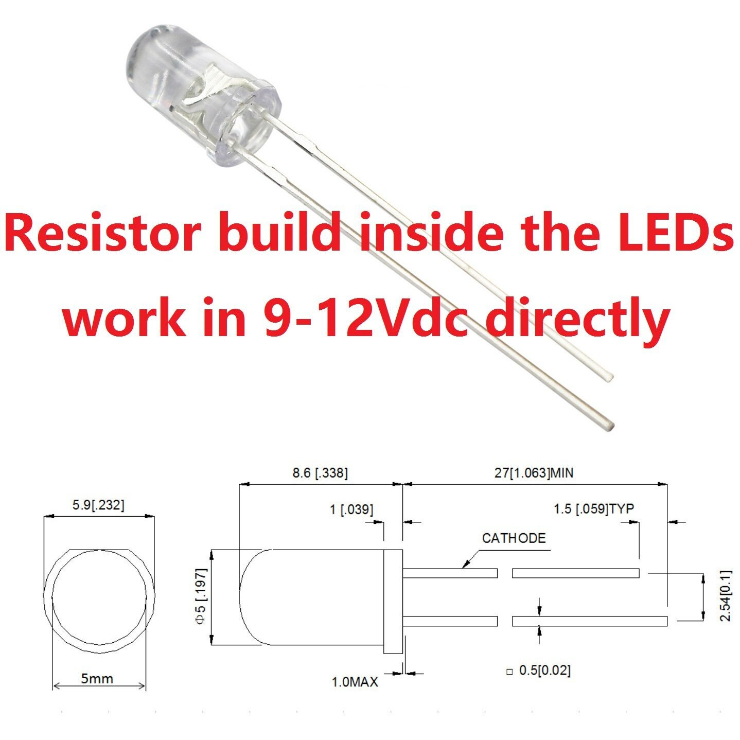 50Pcs 12V 5Mm Blue Led 9V - 12V Gauge Cluster Instrument Light Emitting Diode