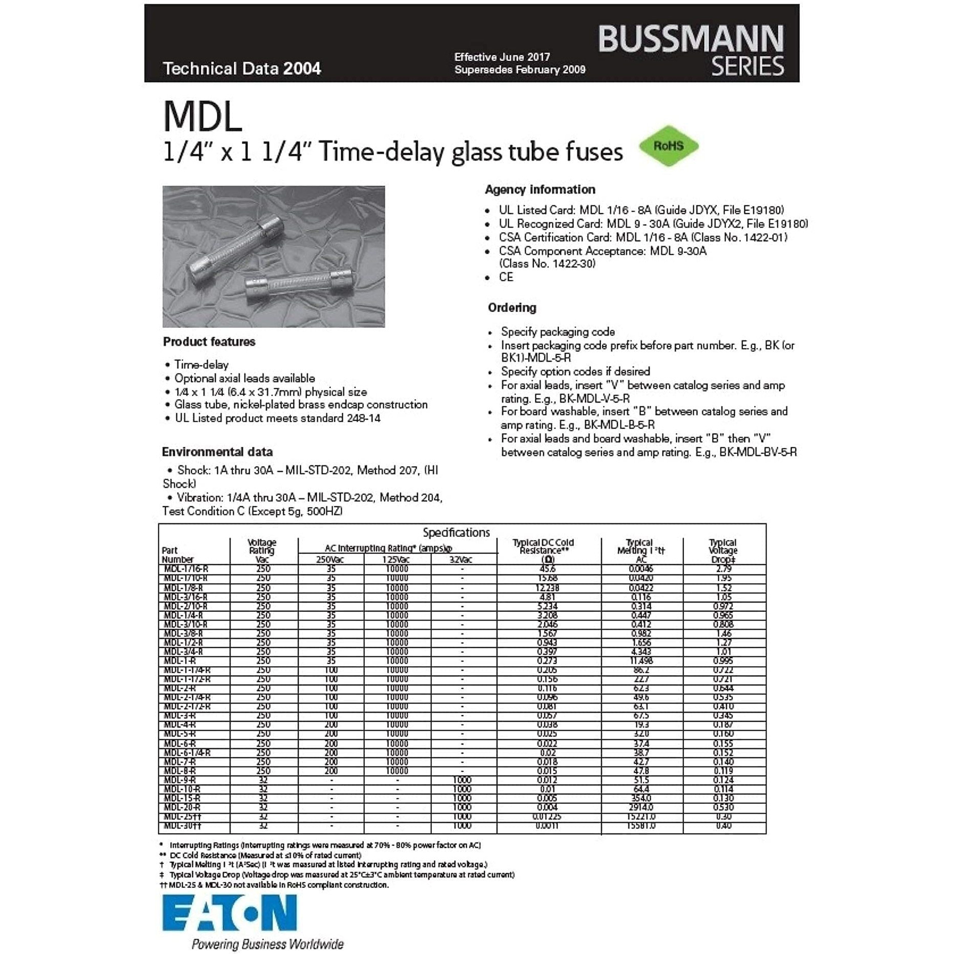Bussmann Mdl-10 Buss Fuse Mdl10 10A 32V (Pack Of 5)