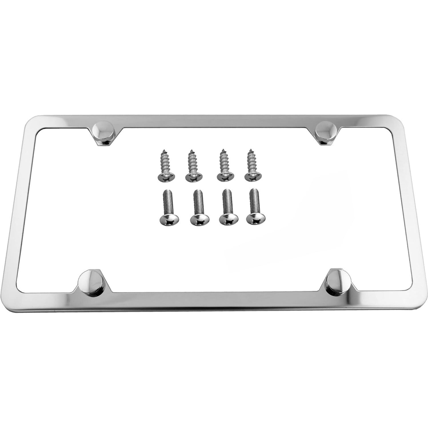 Lfparts Premium Slim Style Stainless Steel License Plate Frame (4 Holes  Polished Mirror Finish)
