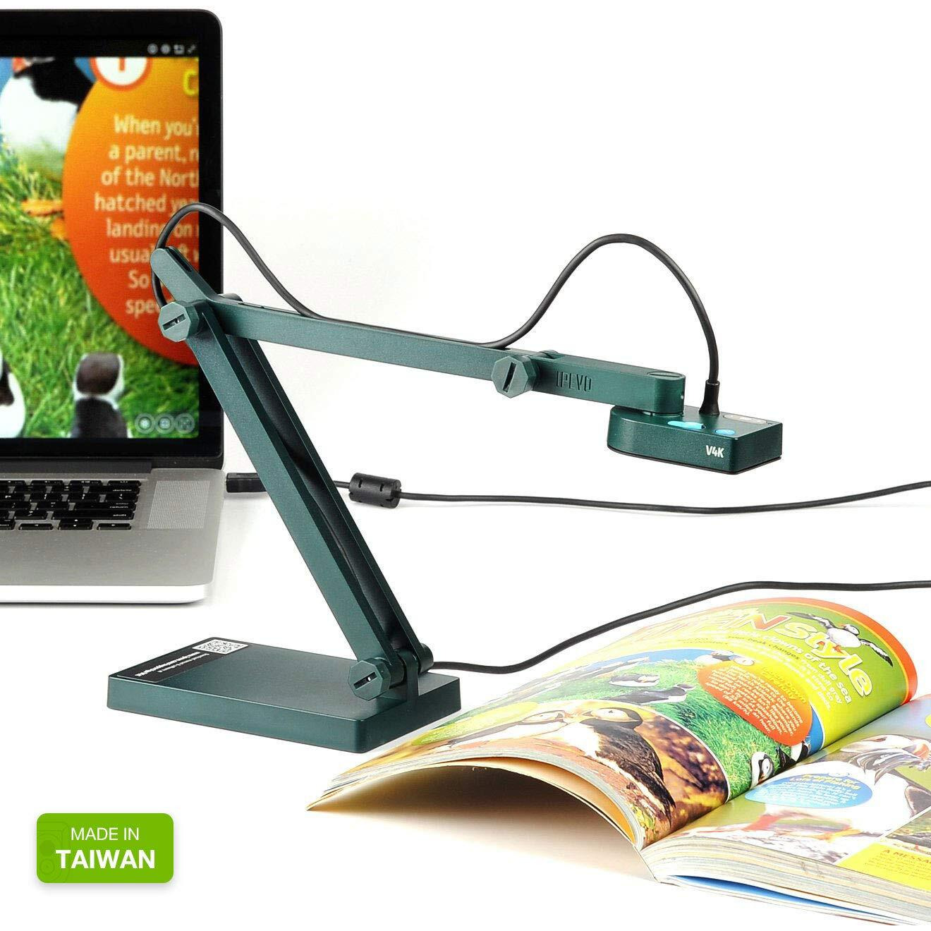 Ipevo V4K Ultra High Definition 8Mp Usb Document Camera - Mac Os  Windows  Chromebook Compatible For Live Demo  Web Conferencing  Distance Learning  Remote Teaching