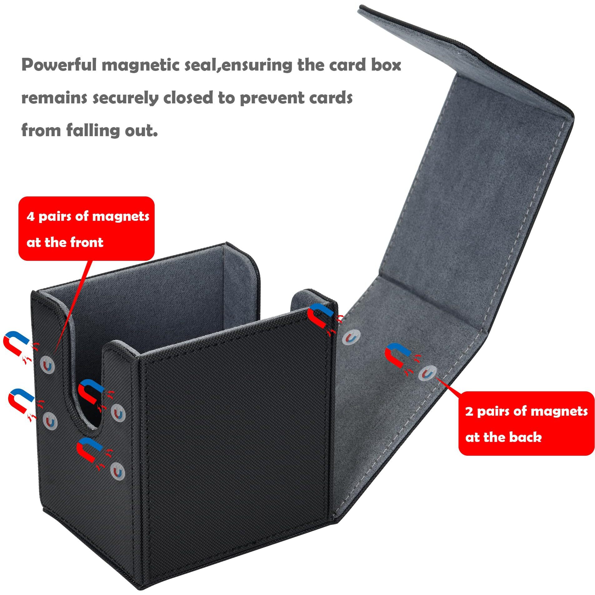 Zettokete Card Deck Box With 2 Dividers Large Capacity Trading Card Storage Box Fits 100+ Double-Sleeved Cards Pu Leather Deck Case Compatible With Magic Commander Yugioh Tcg Ccg(White)