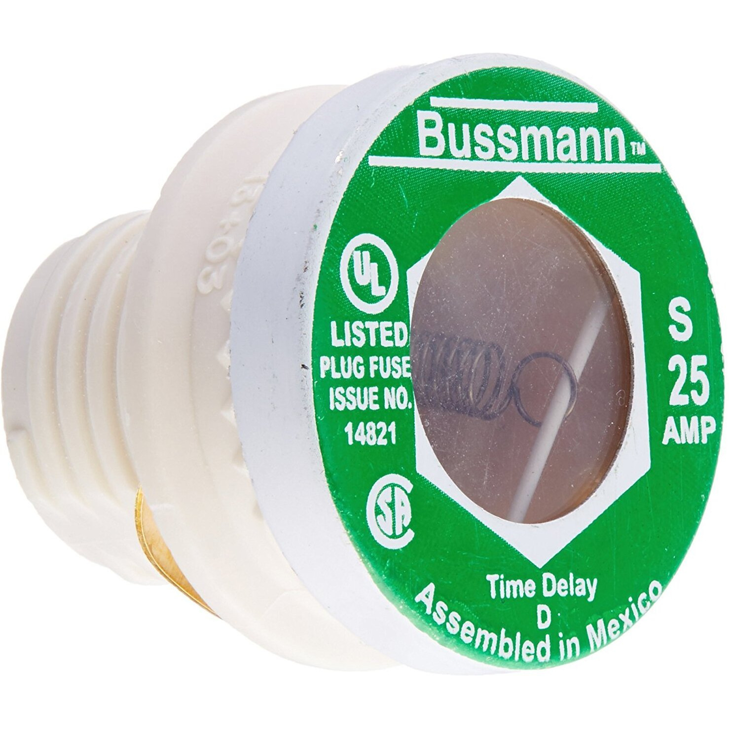 1- Bussmann S-25 25 Amp Type S Time-Delay Dual-Element Plug Fuse Rejection Base  125V Ul Listed By Bussmann