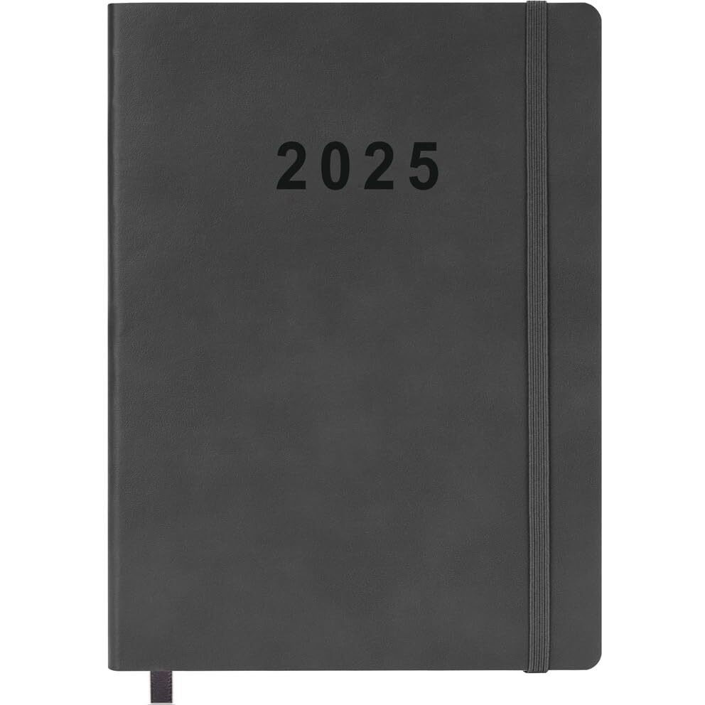 2024-2025 Planner - 15 Months Of Weekly And Monthly Planner Oct 2024 To Dec 2025  Vegan Leather Cover  Elastic Closure  7 X9.25   Grey
