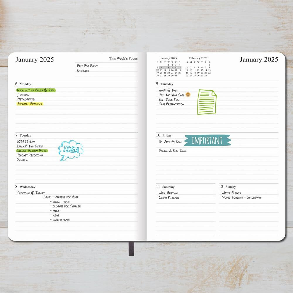 2024-2025 Planner - 15 Months Of Weekly And Monthly Planner Oct 2024 To Dec 2025  Vegan Leather Cover  Elastic Closure  7 X9.25   Grey