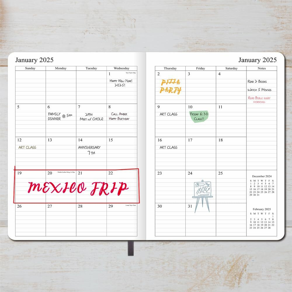 2024-2025 Planner - 15 Months Of Weekly And Monthly Planner Oct 2024 To Dec 2025  Vegan Leather Cover  Elastic Closure  7 X9.25   Grey