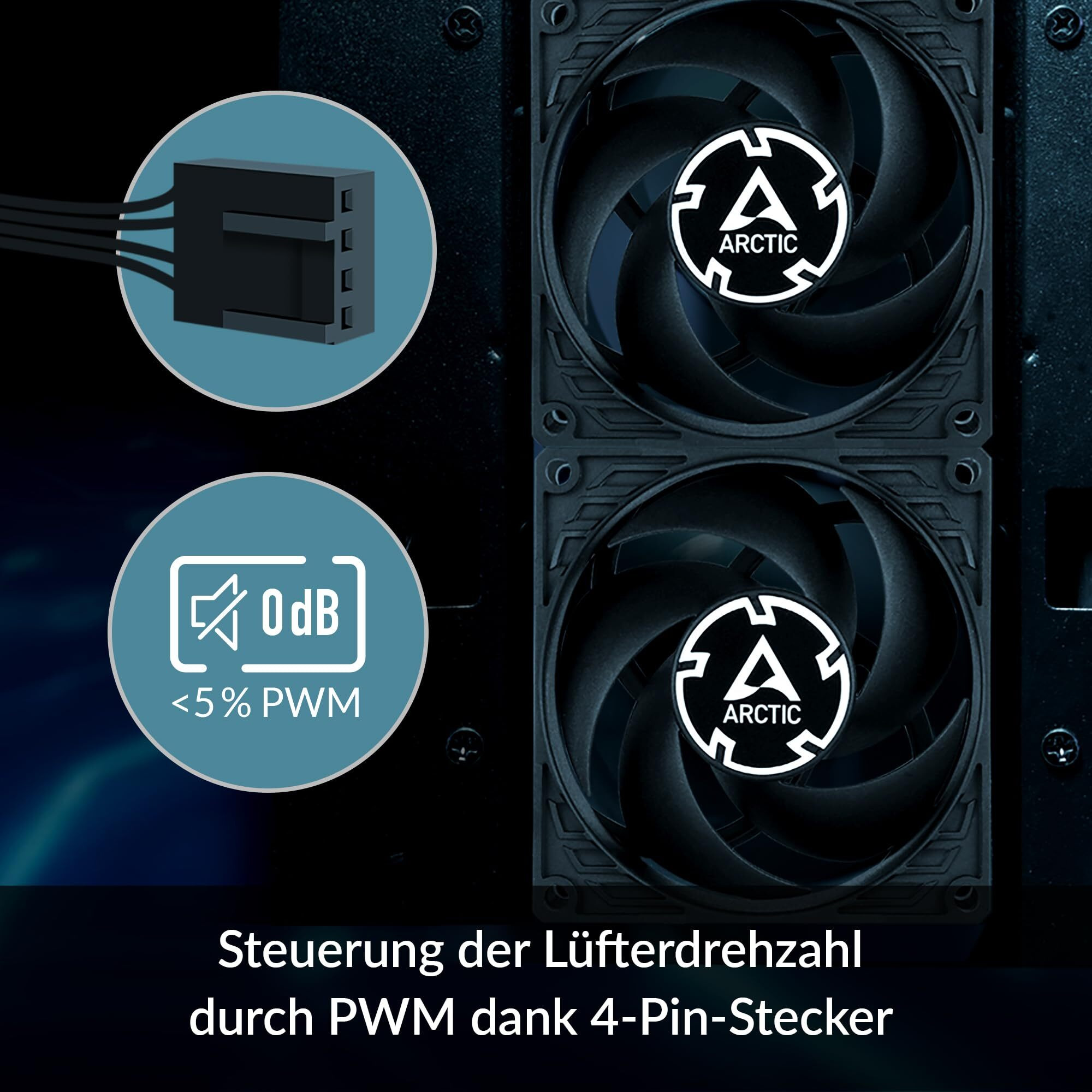 Arctic P8 Max - Pc Fan  High-Performance 80Mm Case Fan  Server Fan  Pwm-Controlled 500-5000 Rpm  Optimised For Static Pressure  0Db Mode - Black