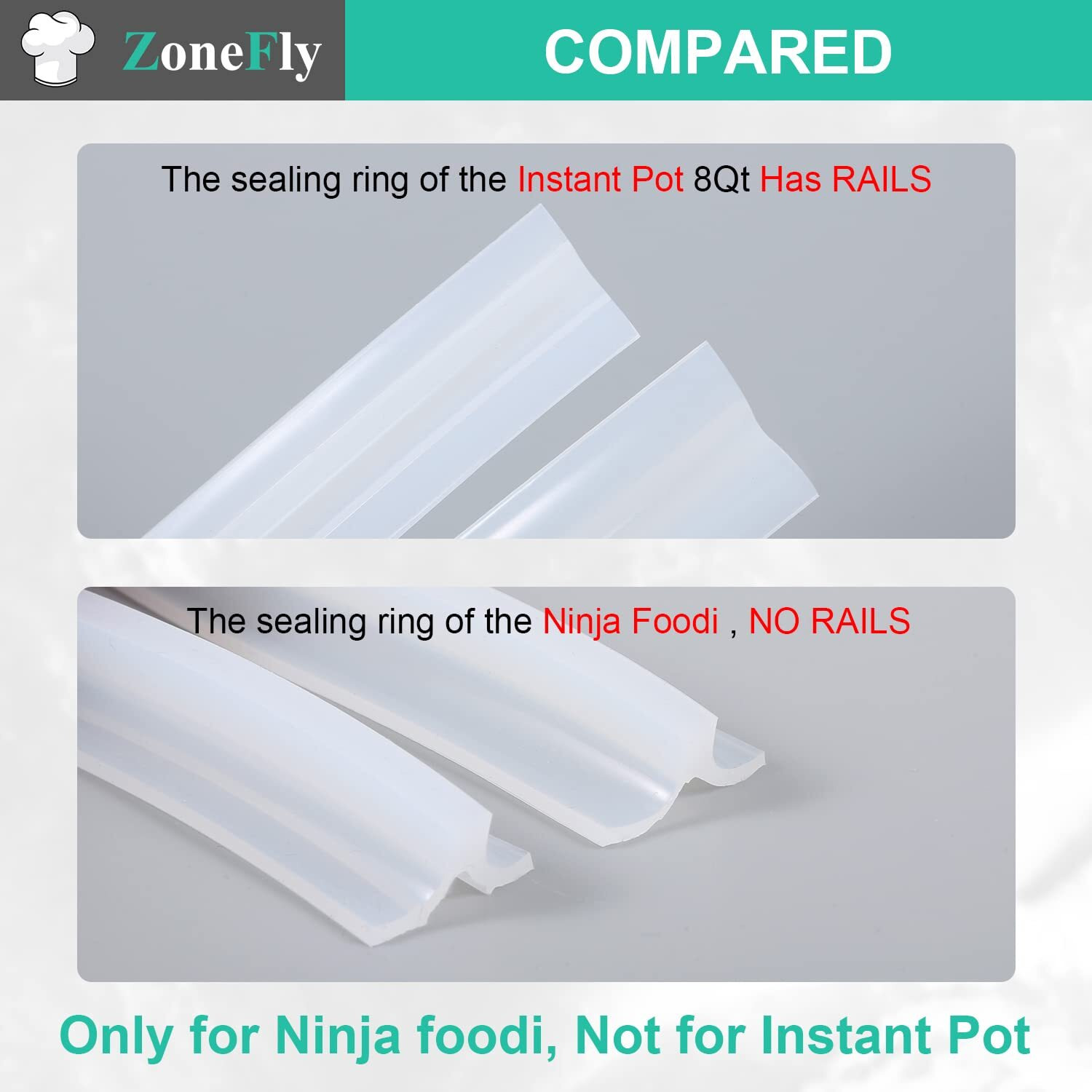 Original Ninja Foodi Sealing Ring Silicone Gasket For Ninja Foodi Fd401/Fd302/Os401/Os301/Op401/Op302 Pressure Cooker 6.5 Qt And 8 Quart Replacement Gasket Air Fryer Parts - 2 Pack