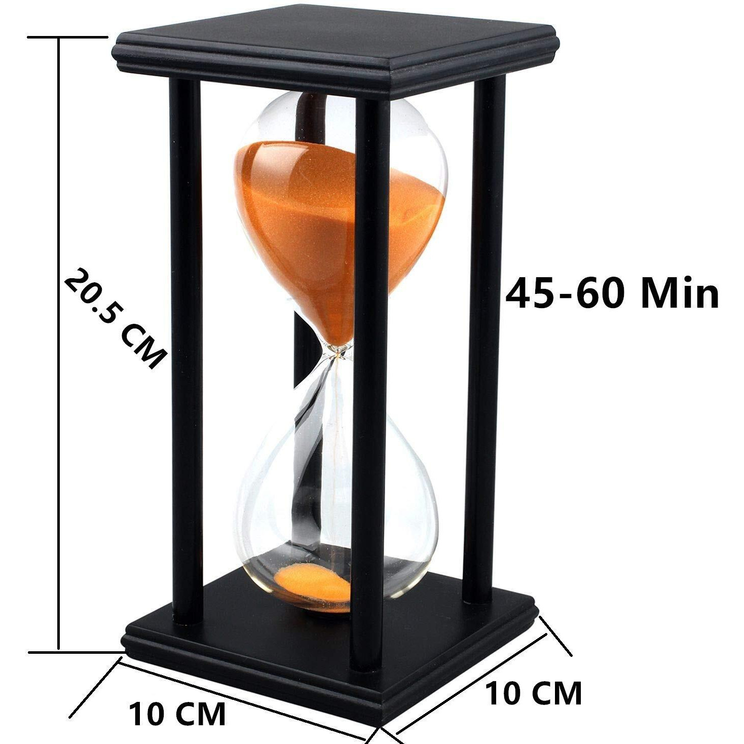 Sandglass 60 Minutes Timer Hourglass For Ornament Decoration Restaurant Living Room Home Closet Office Desk Bedroom Party Festival Christmas Wooden Frame Sand Timer Clock Orange