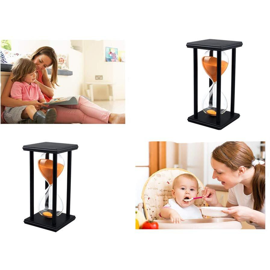 Sandglass 60 Minutes Timer Hourglass For Ornament Decoration Restaurant Living Room Home Closet Office Desk Bedroom Party Festival Christmas Wooden Frame Sand Timer Clock Orange