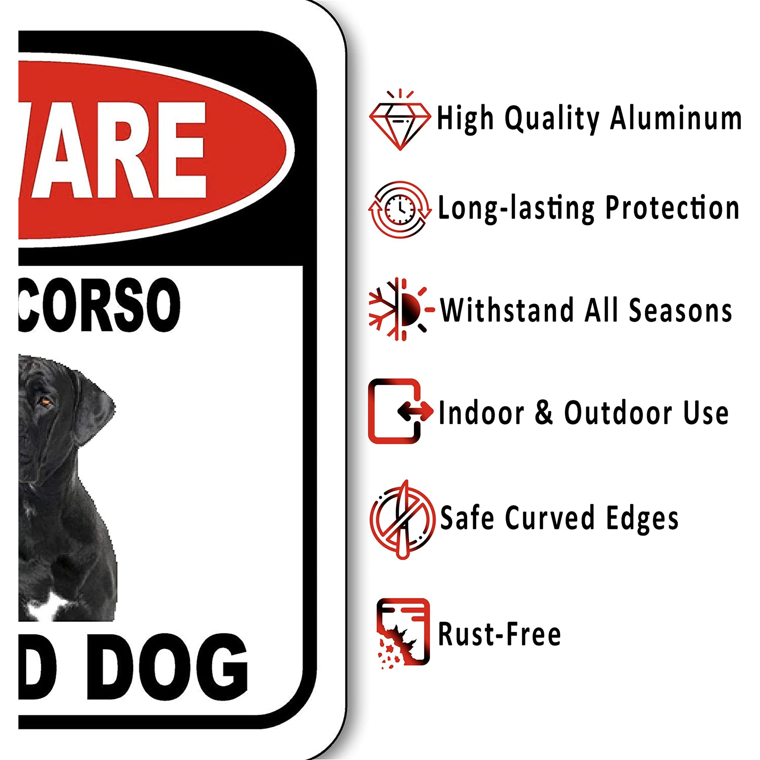 Beware Cane Corso Guard Dog Outdoor Sign - Warning Signs For Home  Dog House Sign Decorations  Animal Warning Signs - Safety Sign For The Home  Indoor Outdoor Signs - 8.5"" X 10""