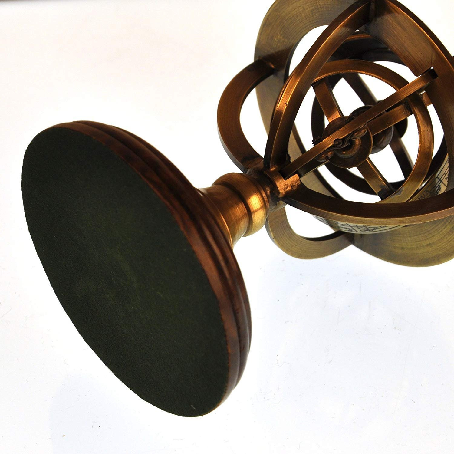 5"" Nautical Brass Armillary Sphere World Globe Rosewood Base Table Decor Gift