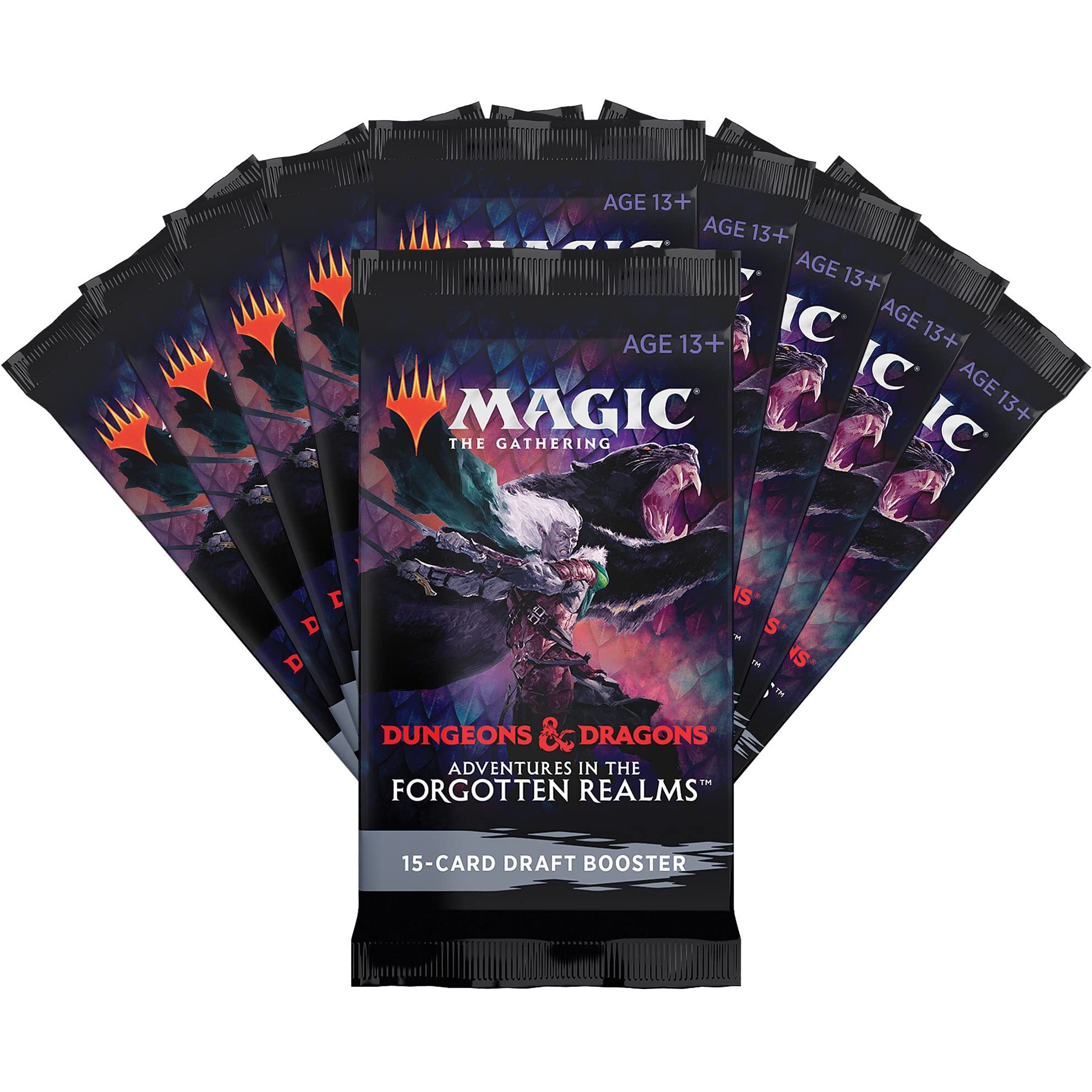 Magic The Gathering Adventures In The Forgotten Realms Bundle | 10 Draft Boosters (150 Magic Cards) + Accessories