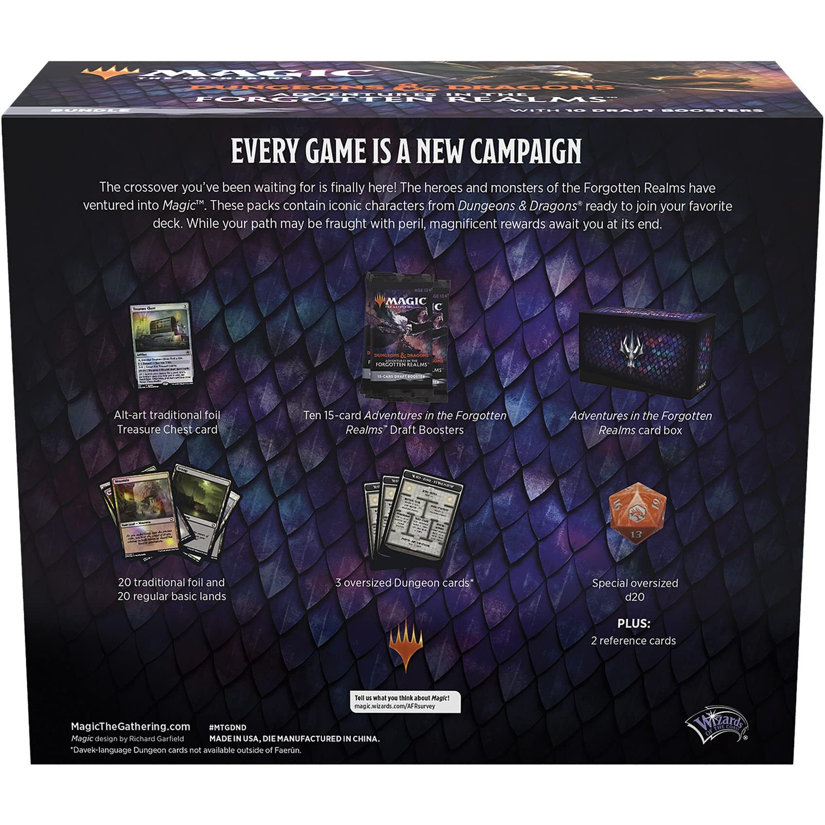 Magic The Gathering Adventures In The Forgotten Realms Bundle | 10 Draft Boosters (150 Magic Cards) + Accessories