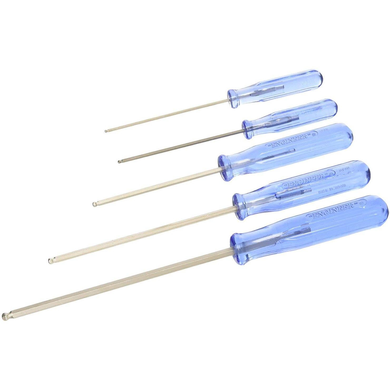 5Pc Set Of Metric Ball Tip Hex Drivers 1.5Mm 2.0Mm  2.5Mm  3.0Mm & 4.0Mm (Allen Key Tip/Hexagonal Type Screwdrivers). Made In Japan. Engineer Dk-03