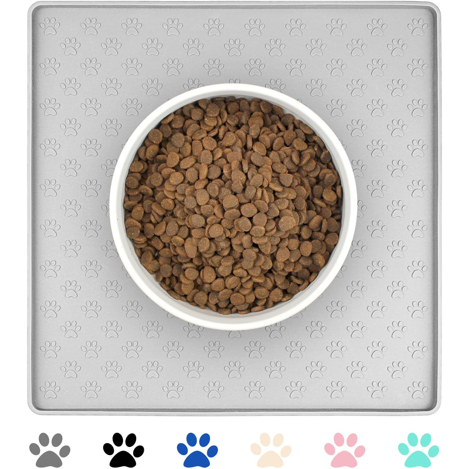 Ptlom Anti-Slip Dog Bowl Mats - High-Lips Food & Water Mat  Silicone Pet Placemat For Small To Large Dogs & Cats