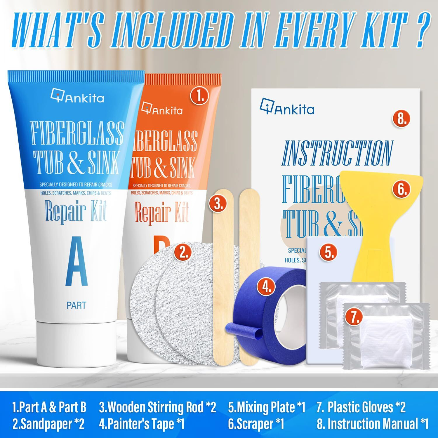 Tub Repair Kit White  Tub Chip And Bathtub Repair Kit For Enamel  Fiberglass  Acrylic  Porcelain  Patch And Repairs Chips  Cracks  Scratches  Rust  Holes On Tub  Toilet  Sink  Shower  Tray In Bathroom