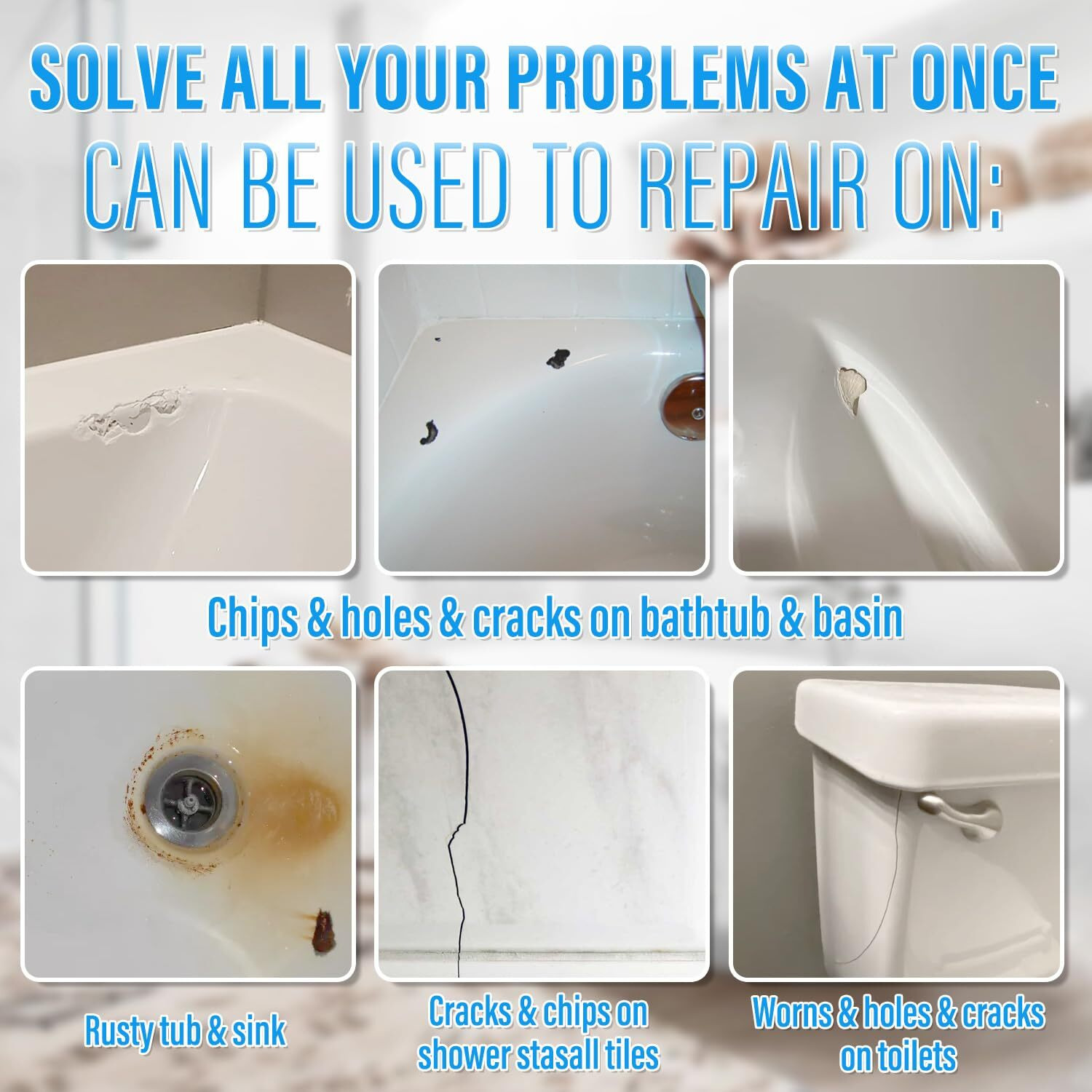 Tub Repair Kit White  Tub Chip And Bathtub Repair Kit For Enamel  Fiberglass  Acrylic  Porcelain  Patch And Repairs Chips  Cracks  Scratches  Rust  Holes On Tub  Toilet  Sink  Shower  Tray In Bathroom