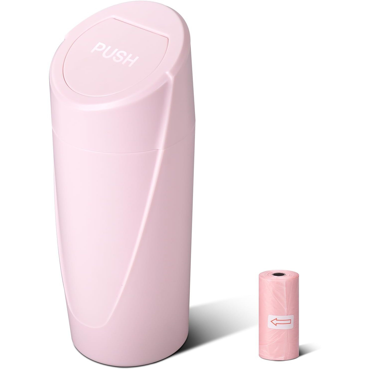 Sglrt Pink Mini Leakproof Vehicle Trash Bin With Lid - Garbage Can For Car Cup Holder - 20Pcs Trash Bags - Car Organizers And Storage For Front Back Seat Accessories