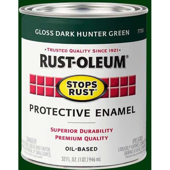 Rust-Oleum 7733502-2Pk Stops Rust Brush On Paint  Quart (2 Pack)  Gloss Dark Hunter Green  64 Fl Oz
