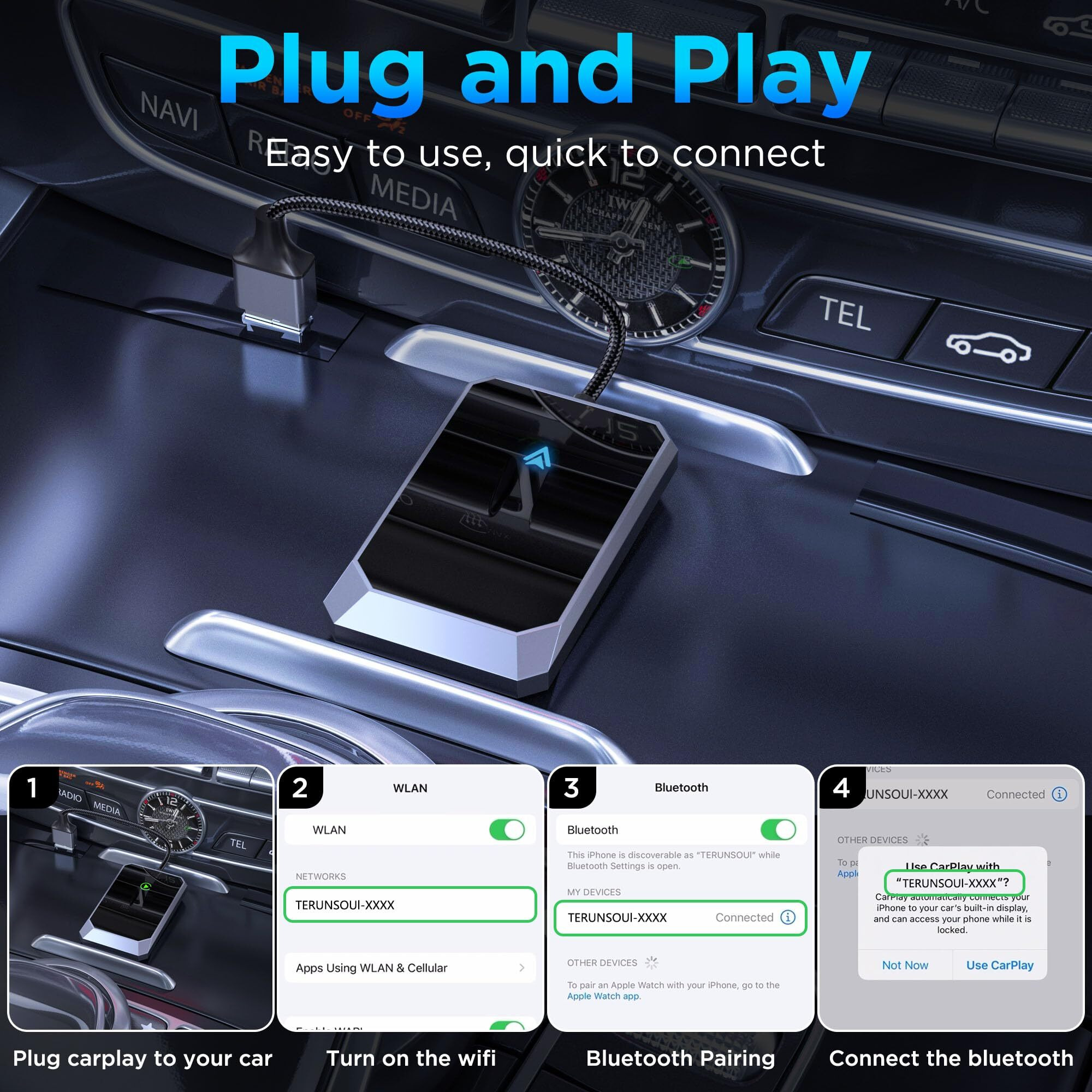 Android Auto Wireless Adapter For Factory Wired Android Auto - Instant Connection  Converts Wired To Wireless  Compatible With Android 10+ & Cars From 2015