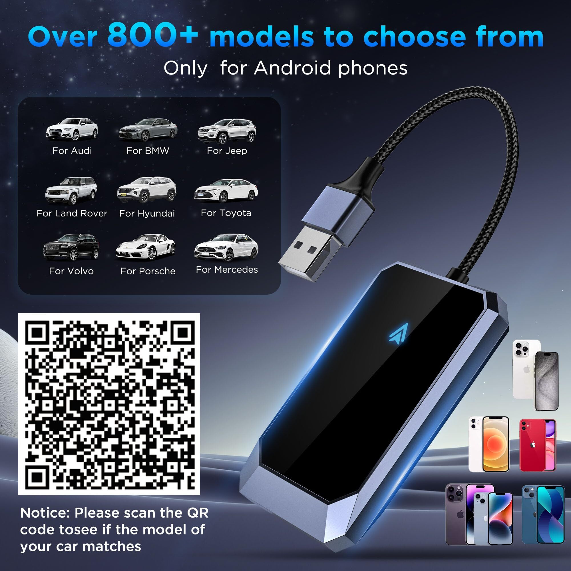 Android Auto Wireless Adapter For Factory Wired Android Auto - Instant Connection  Converts Wired To Wireless  Compatible With Android 10+ & Cars From 2015