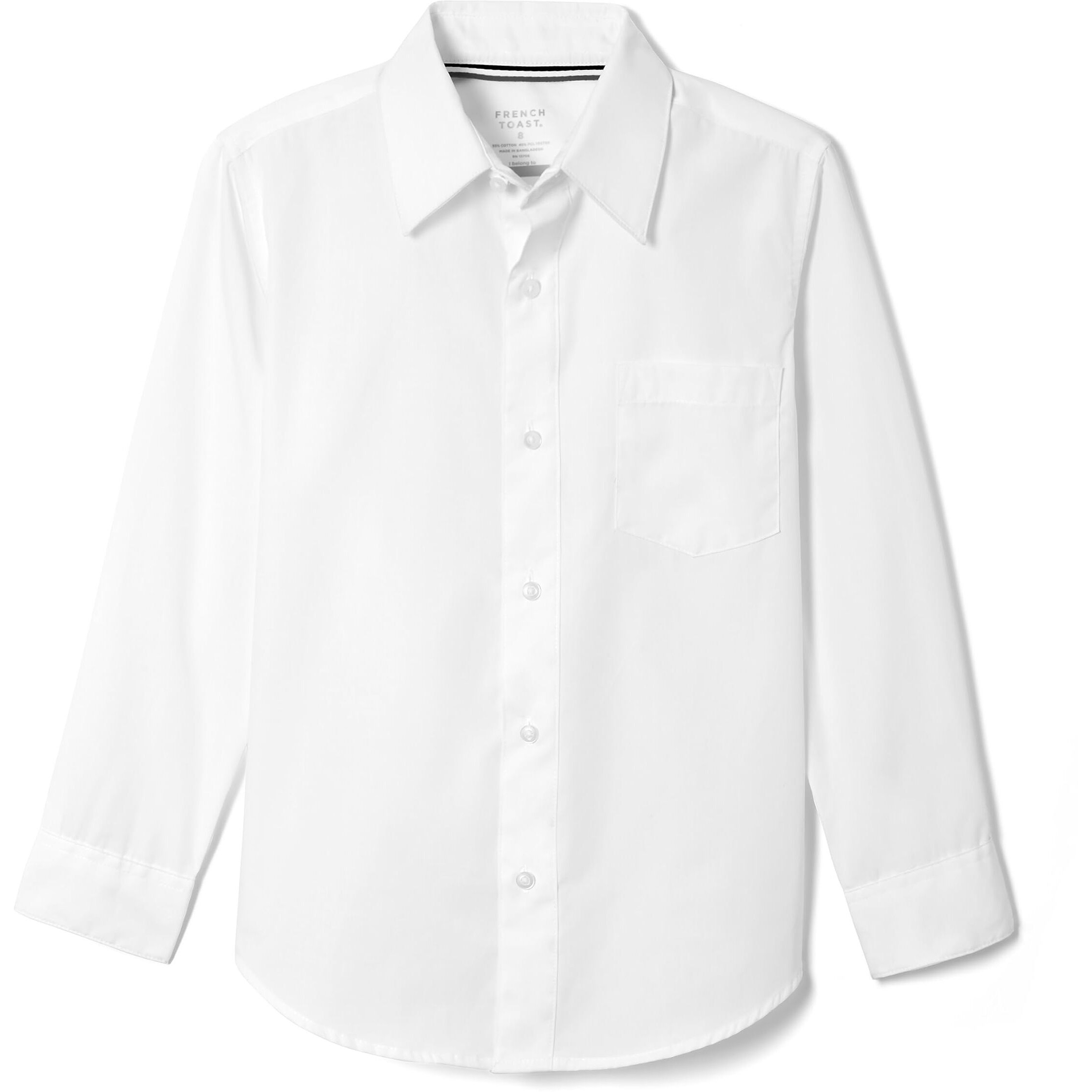 French Toast Boys' Long Sleeve Classic Dress Shirt (Standard & Husky)  White  14