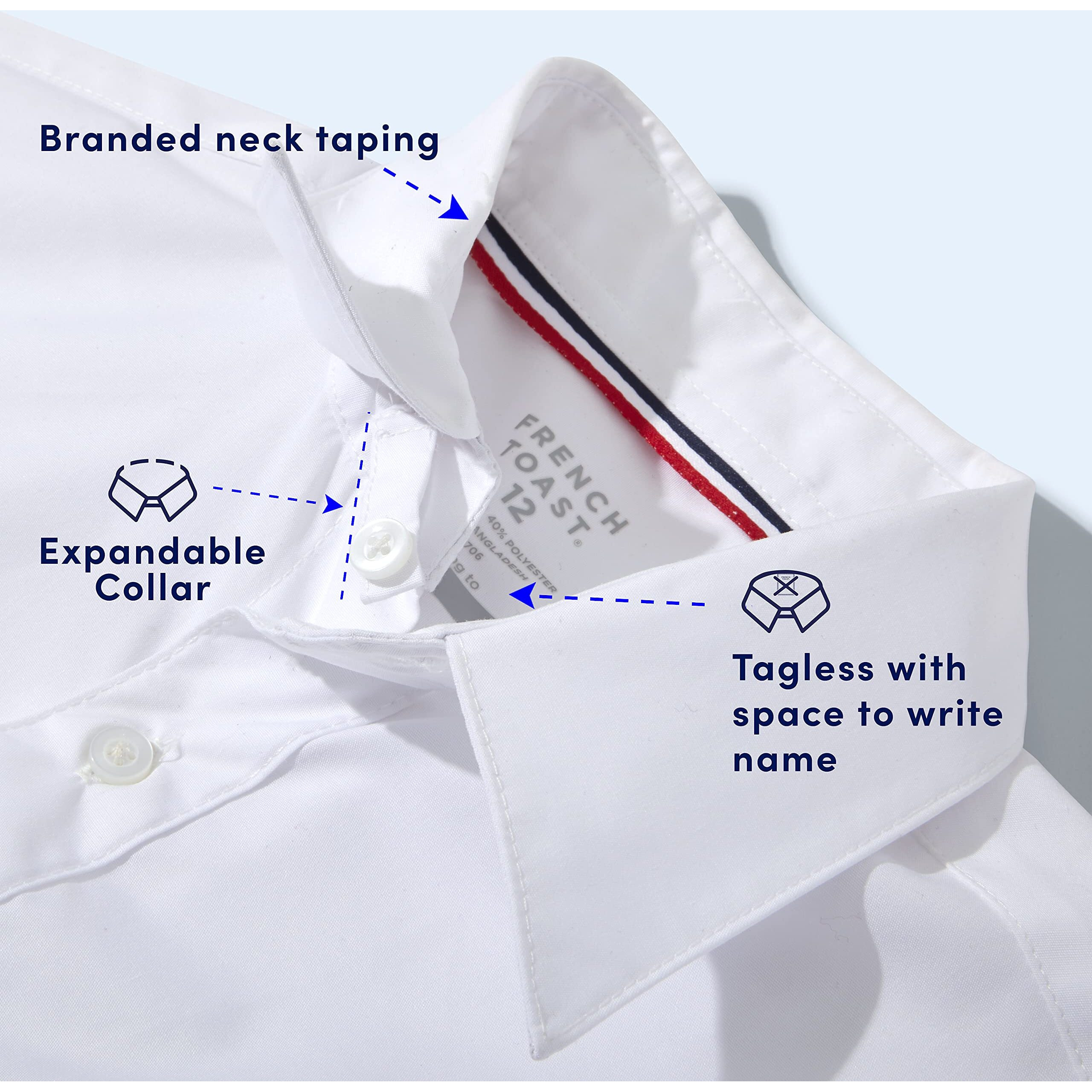 French Toast Boys' Long Sleeve Classic Dress Shirt (Standard & Husky)  White  14