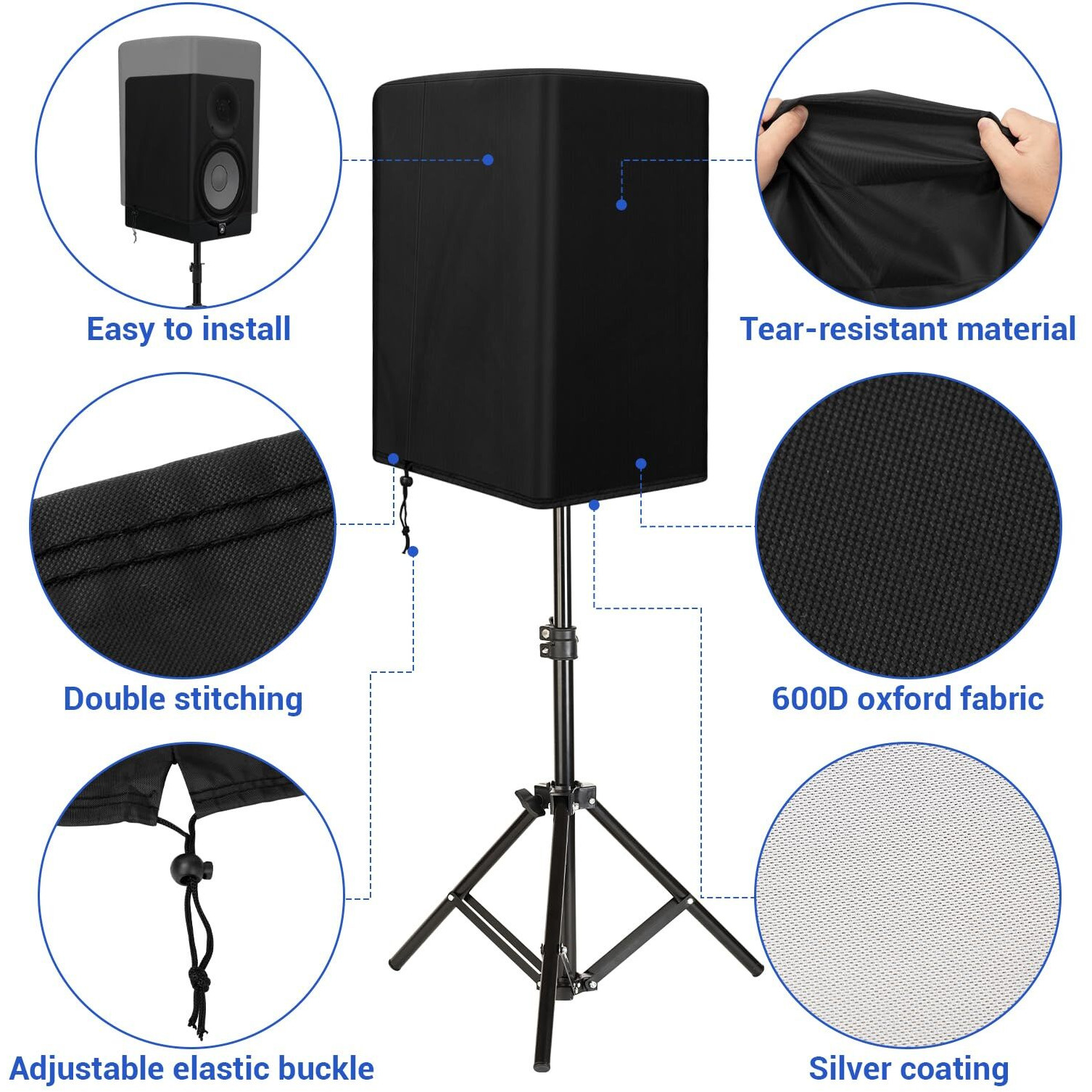 Yexcend Speaker Cover For 15 Inch Pa/Dj Powered Speaker Mounted On Stand  Outdoor Speaker Covers Uv Protection Water Resistant Dustproof 600D Oxford Cloth(Black)