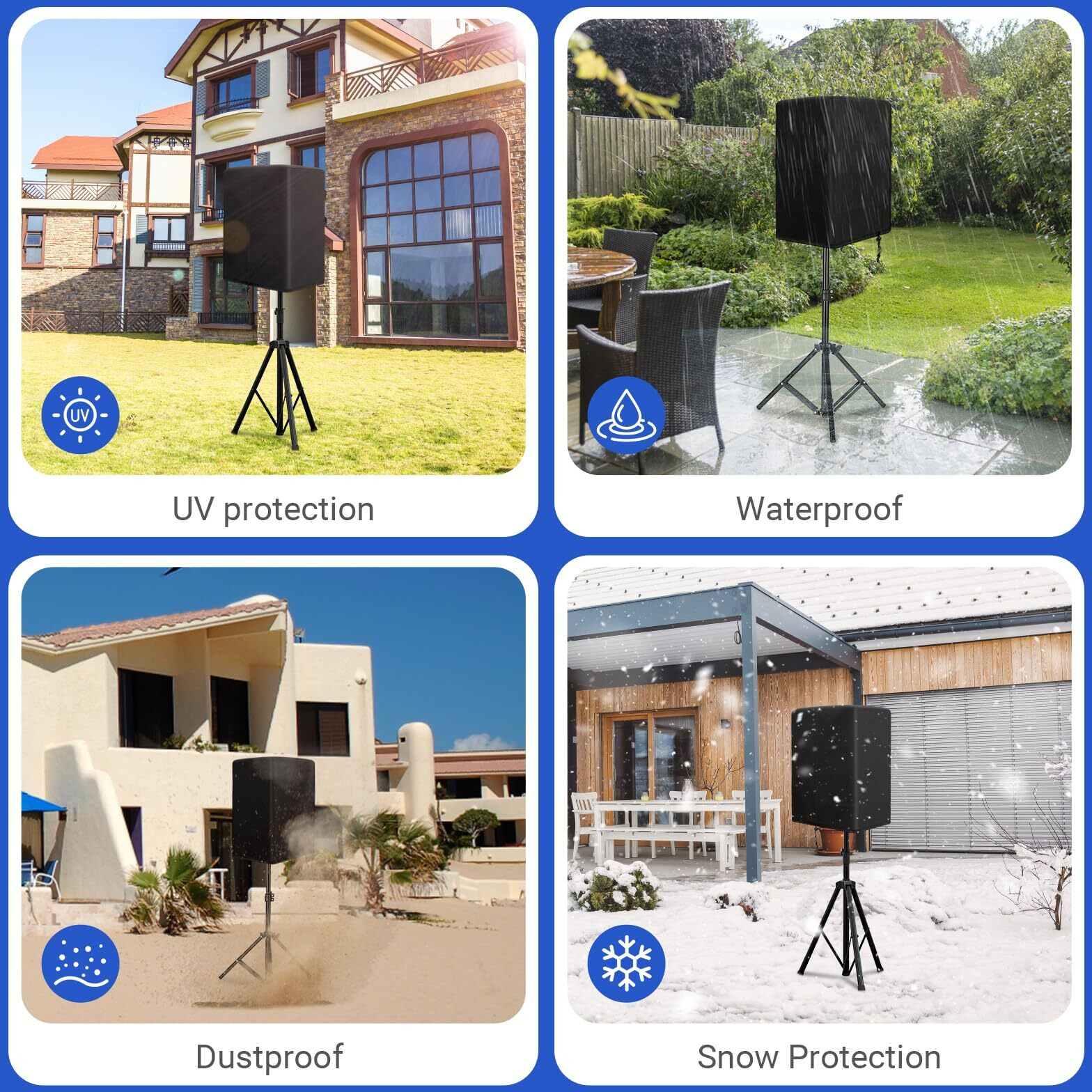 Yexcend Speaker Cover For 15 Inch Pa/Dj Powered Speaker Mounted On Stand  Outdoor Speaker Covers Uv Protection Water Resistant Dustproof 600D Oxford Cloth(Black)