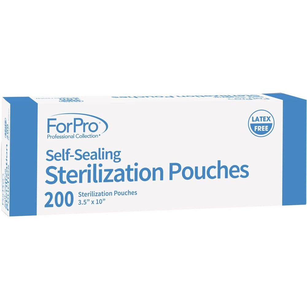 Forpro Professional Collection Self-Sealing Sterilization Pouches  Latex-Free  Color Changing Indicator  3.5"" W X 10"" L  200-Count