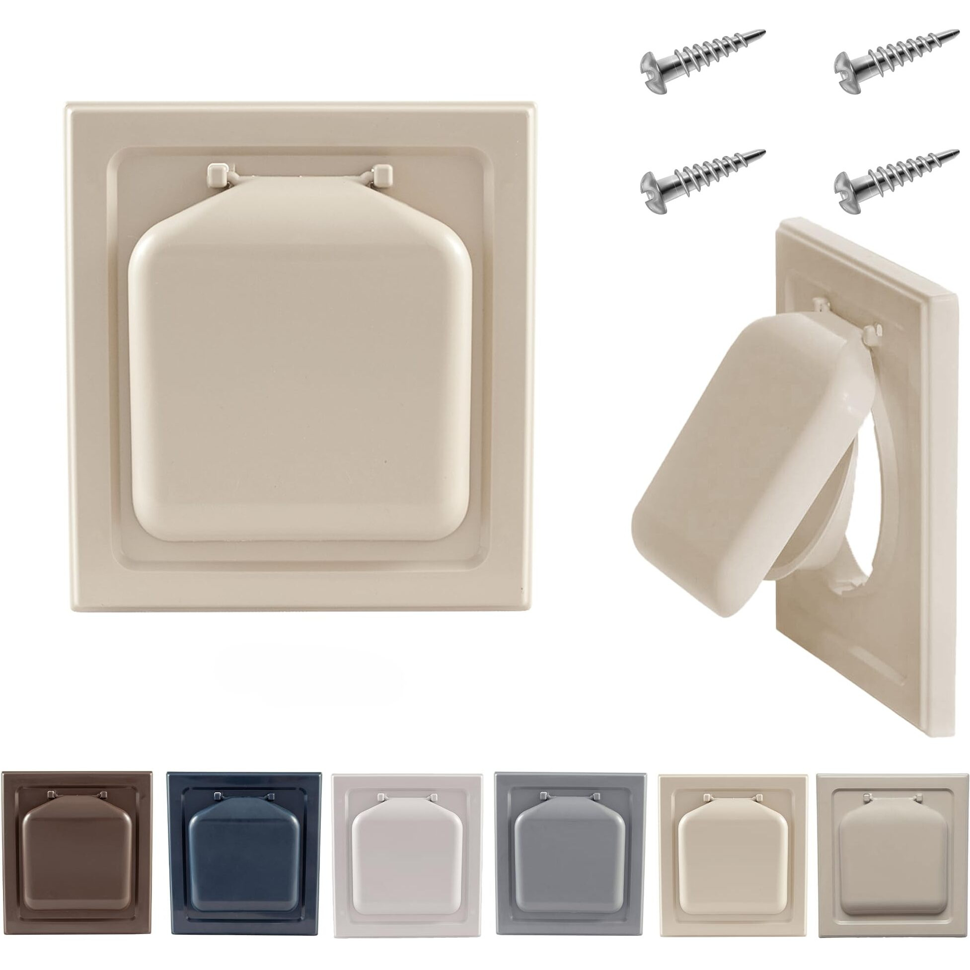 No-Pest Vent  Exclusive Dual Door Dryer Vent Cover Outdoor 4 Inch  Made In Usa W Highest Uv Resistant Plastic In Any Outdoor Vent Cover (Tan  4 Inch W/O Duct Tube)