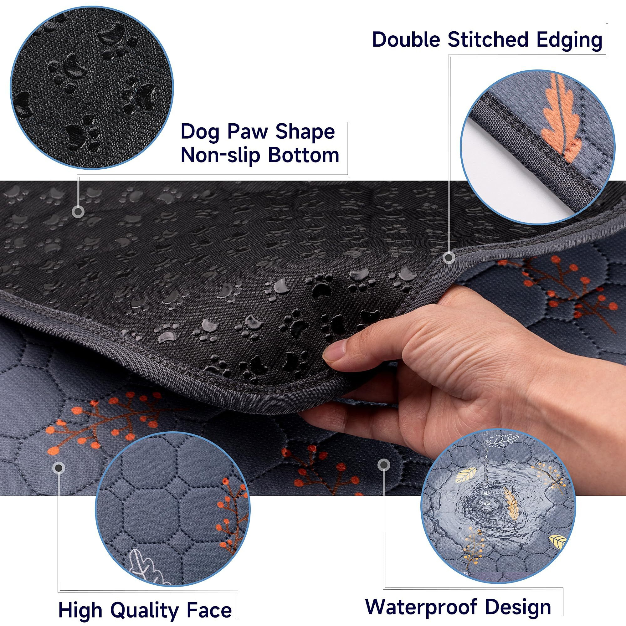 Sunheir Washable Pee Pads For Dogs - 2-Pack Thick Heavy Absorbency Reusable Pee Pads Prevent Leakage Non-Slip  Waterproof Pet Training Pads For Puppy Playpen  Crate  Whelping Box  Potty Training  Grey