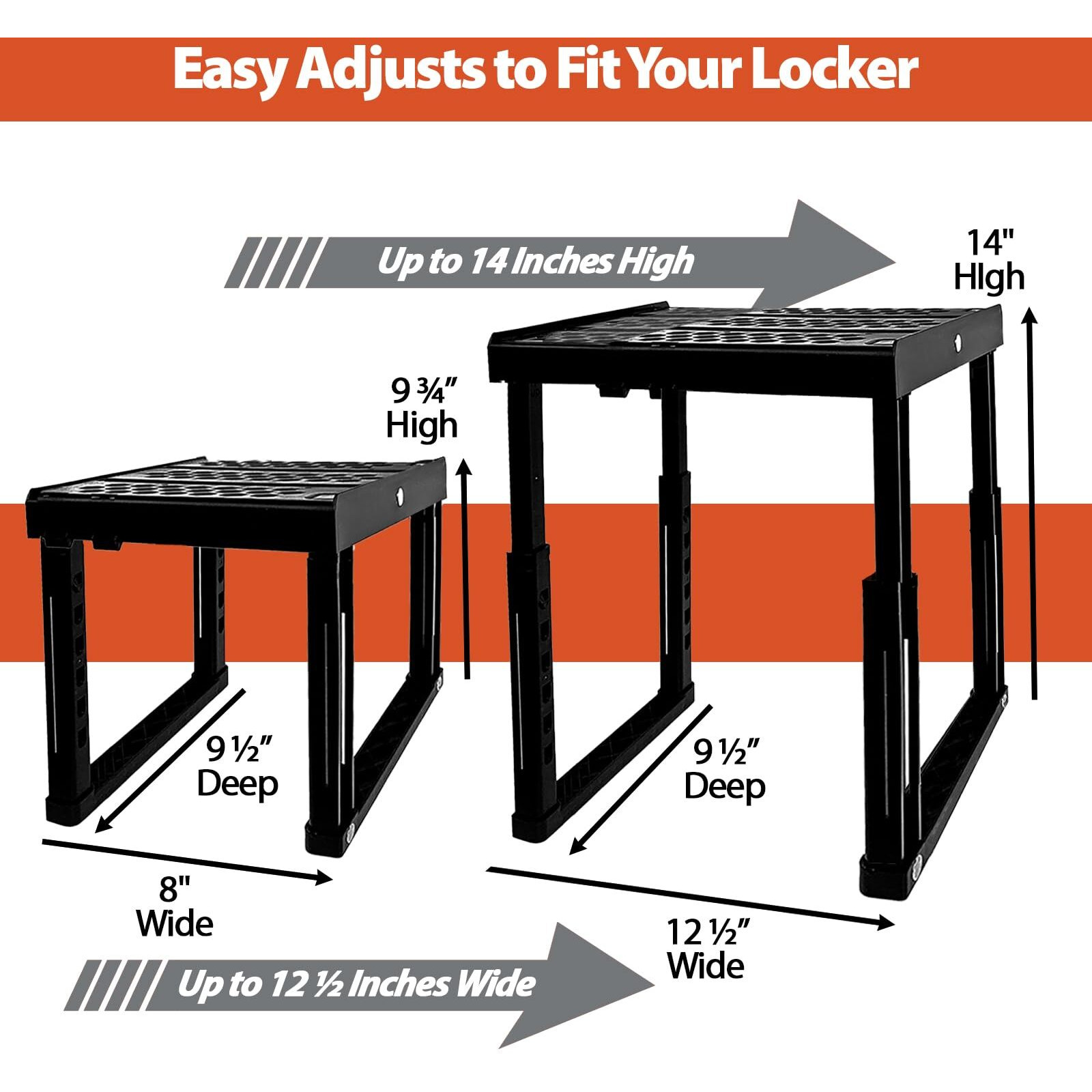 Piffny Locker Organizer Shelf  Adjustable Width And Height  Ideal Locker For School  Office  And Gym Lockers (White)